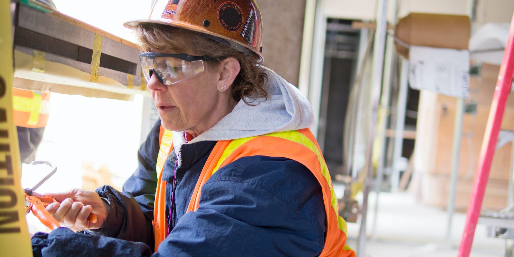 female construction worker working