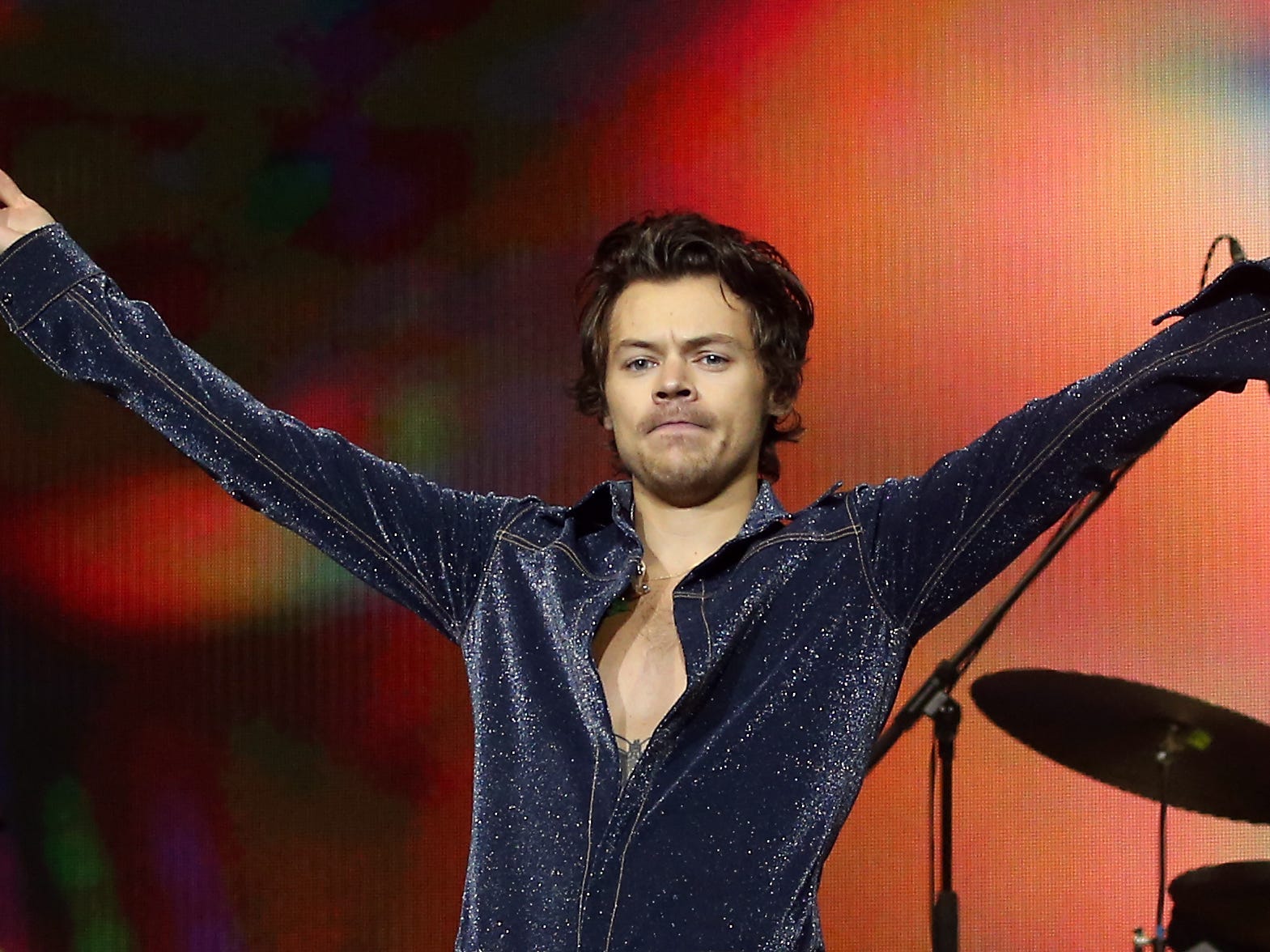 Harry Styles performs on stage during day one of Capital's Jingle Bell Ball in 2019.