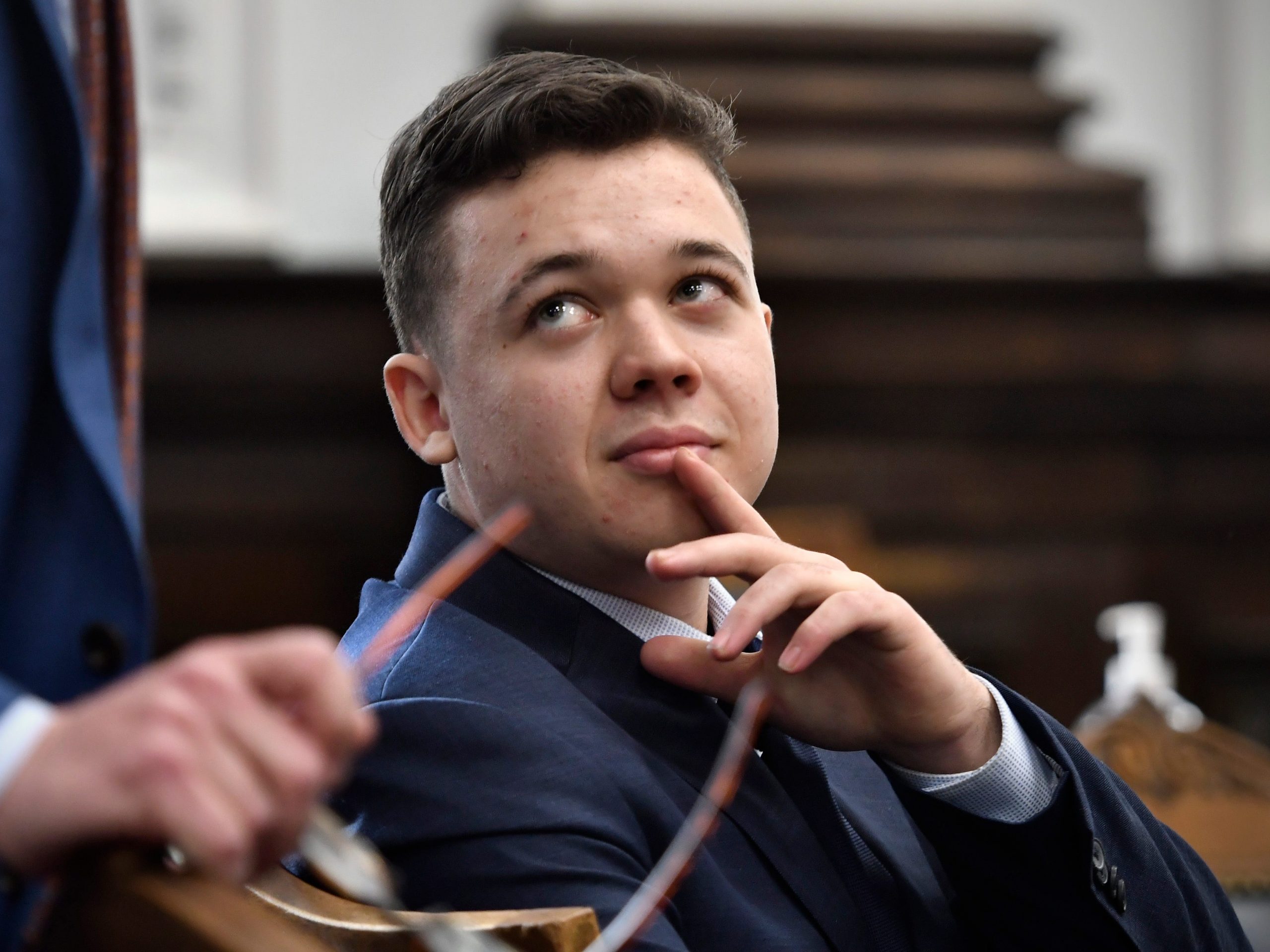 Kyle Rittenhouse waits for his trial to begin for the day at the Kenosha County Courthouse in Kenosha, Wis., on Wednesday, Nov. 10, 2021.