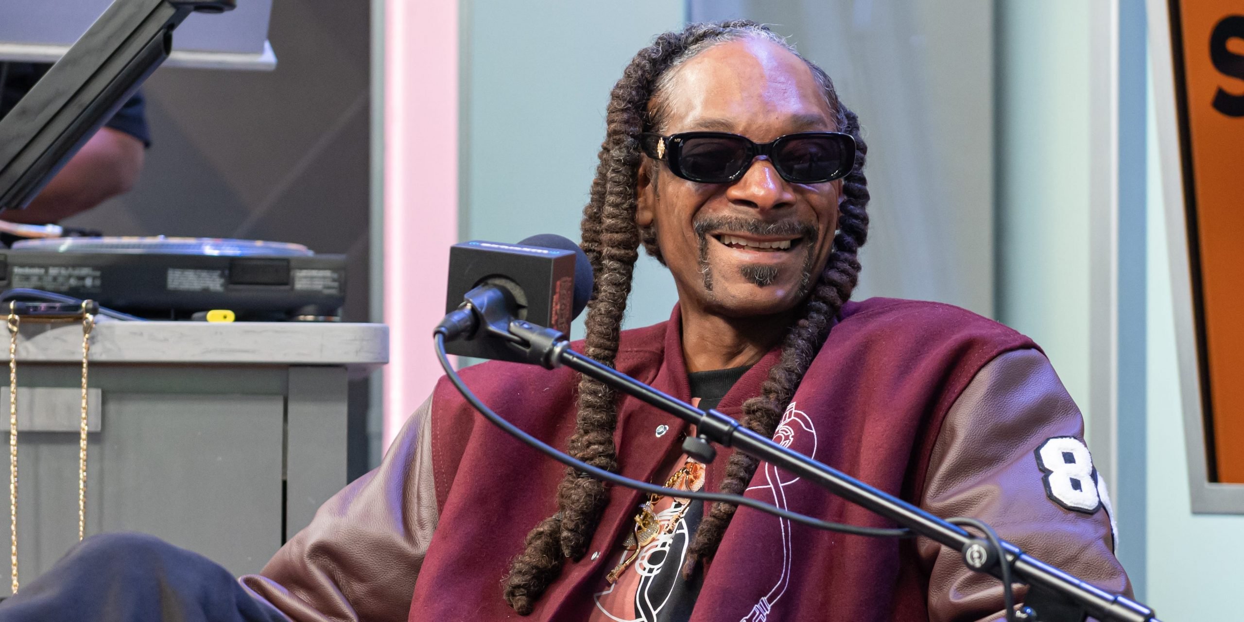 Snoop Dogg sits down with Roxanne Shante on SiriusXM's Rock The Bells Radio at The SiriusXM Studios on October 26, 2021 in New York City.