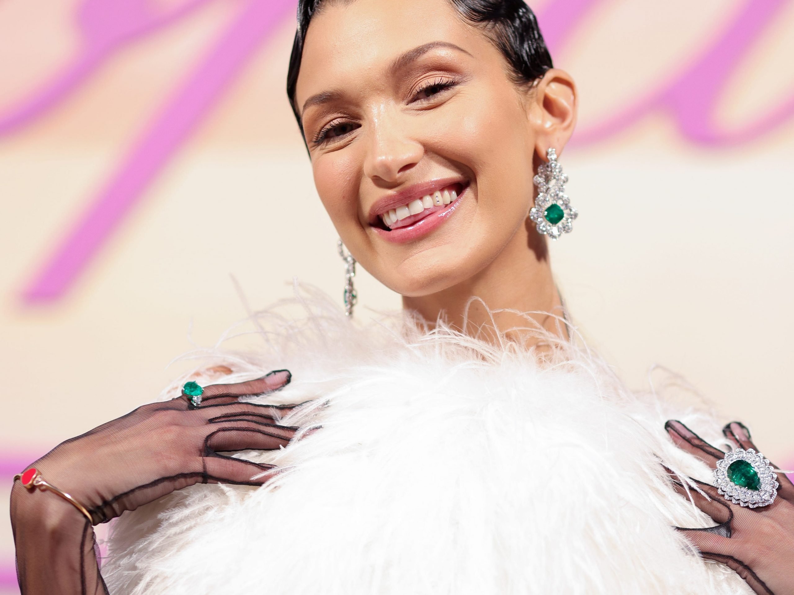 Bella Hadid attends a dinner hosted by Chopard during the 74th annual Cannes Film Festival on July 07, 2021 in Cannes, France