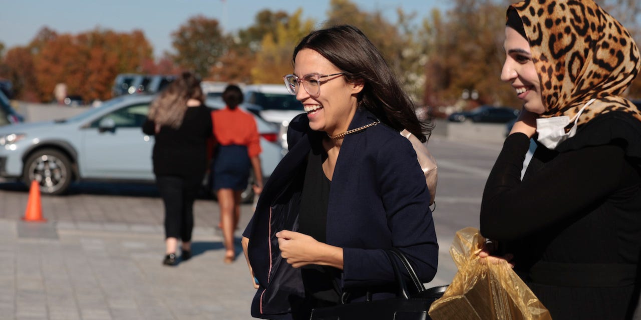 Rep. Alexandria Ocasio-Cortez (D-NY) walks to the U.S. Capitol Building on November 18, 2021 in Washington, DC.