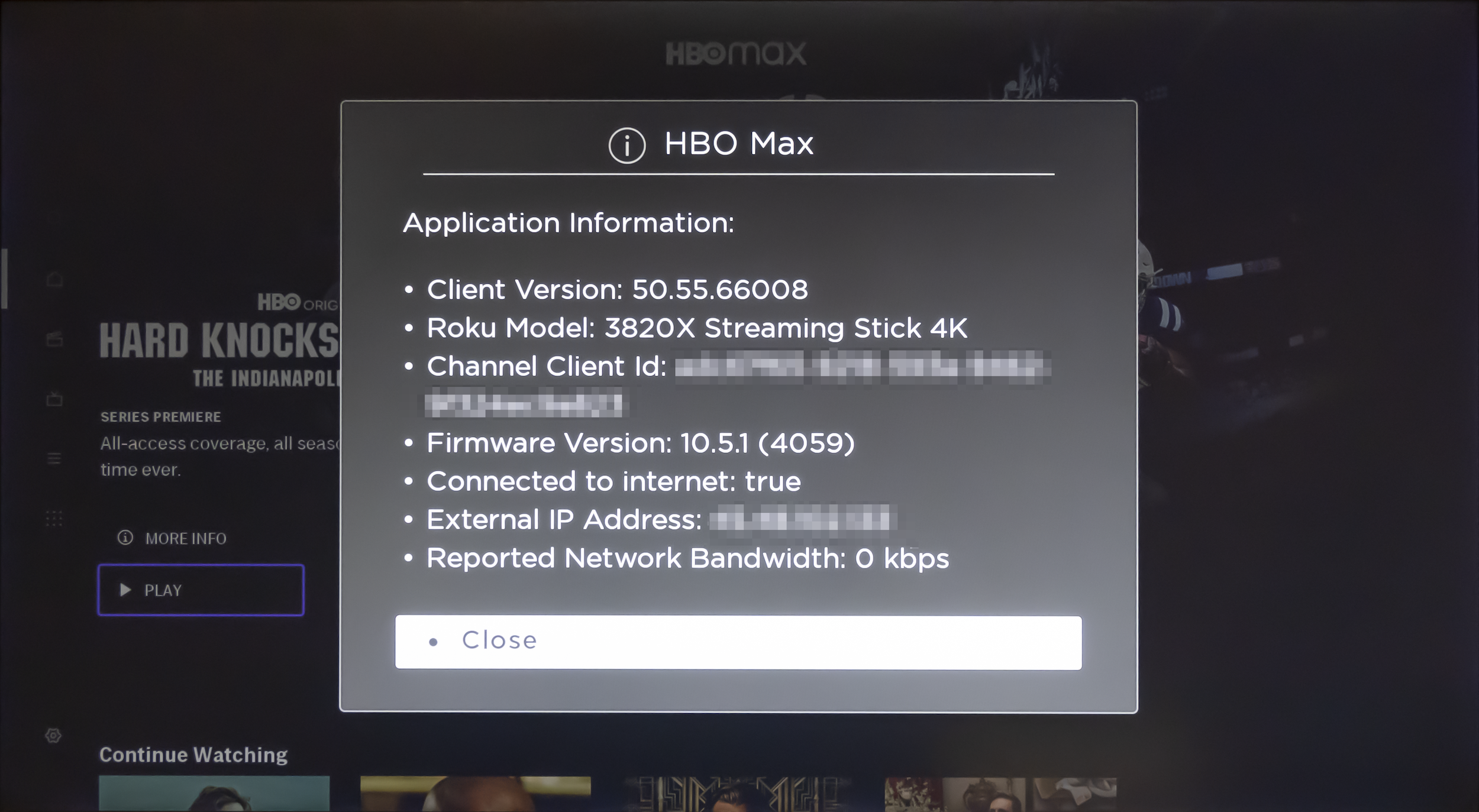 Screenshot of the details pop-up for HBO Max