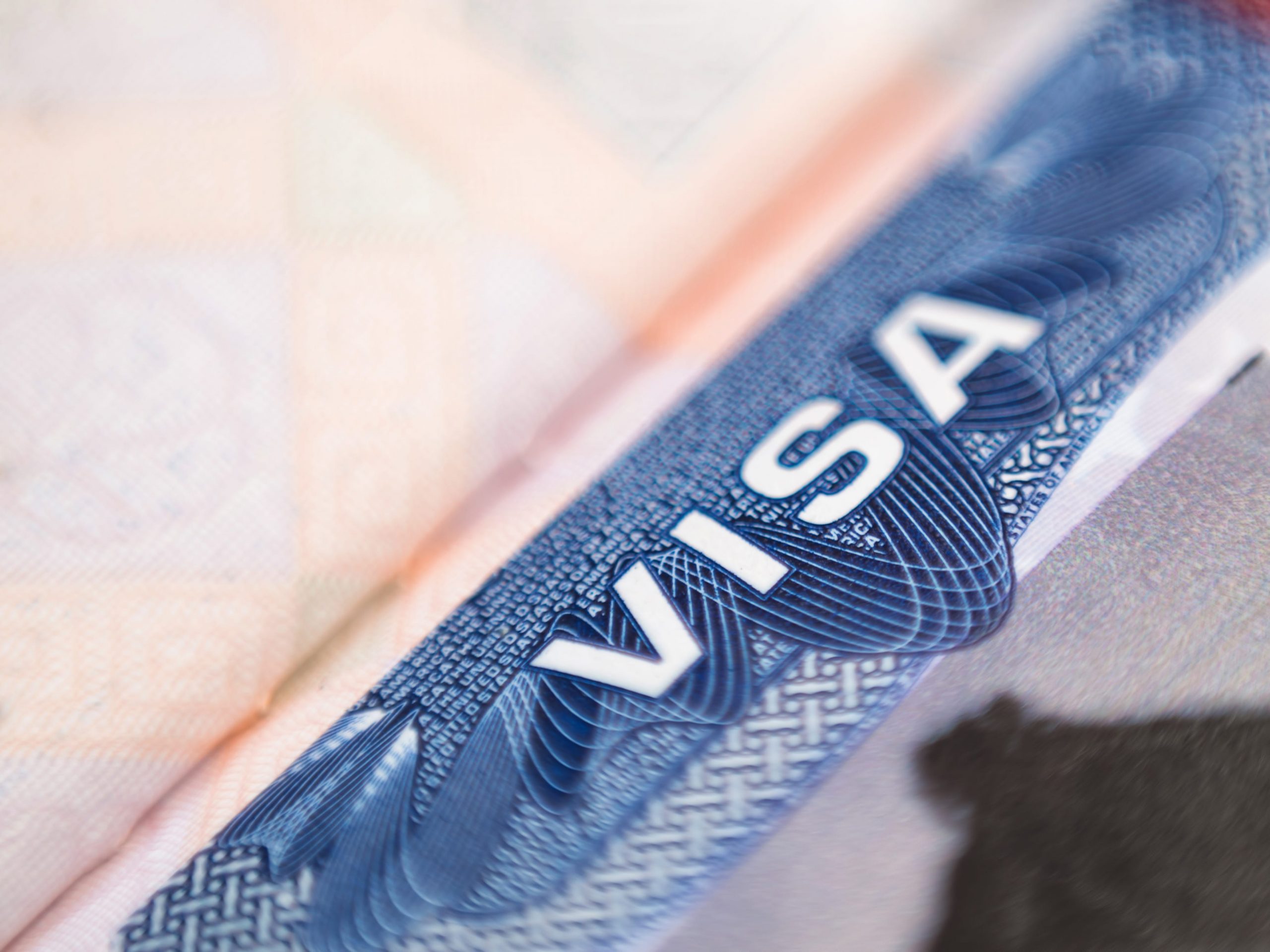 Close-up of a visa.