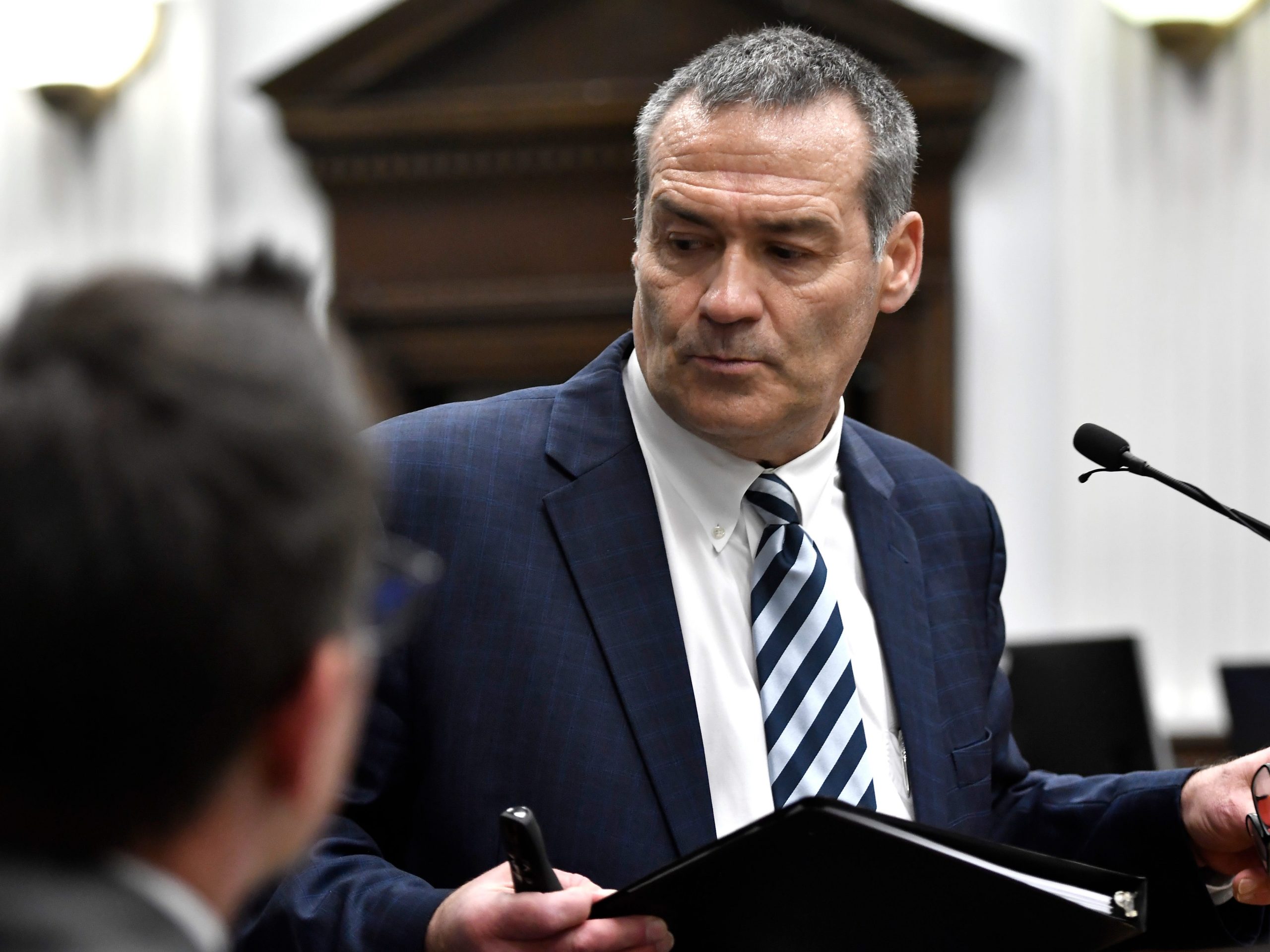 Mark Richards, Kyle Rittenhouse's lead attorney, gives his closing argument during Rittenhouse's trial at the Kenosha County Courthouse on November 15, 2021 in Kenosha, Wisconsin.