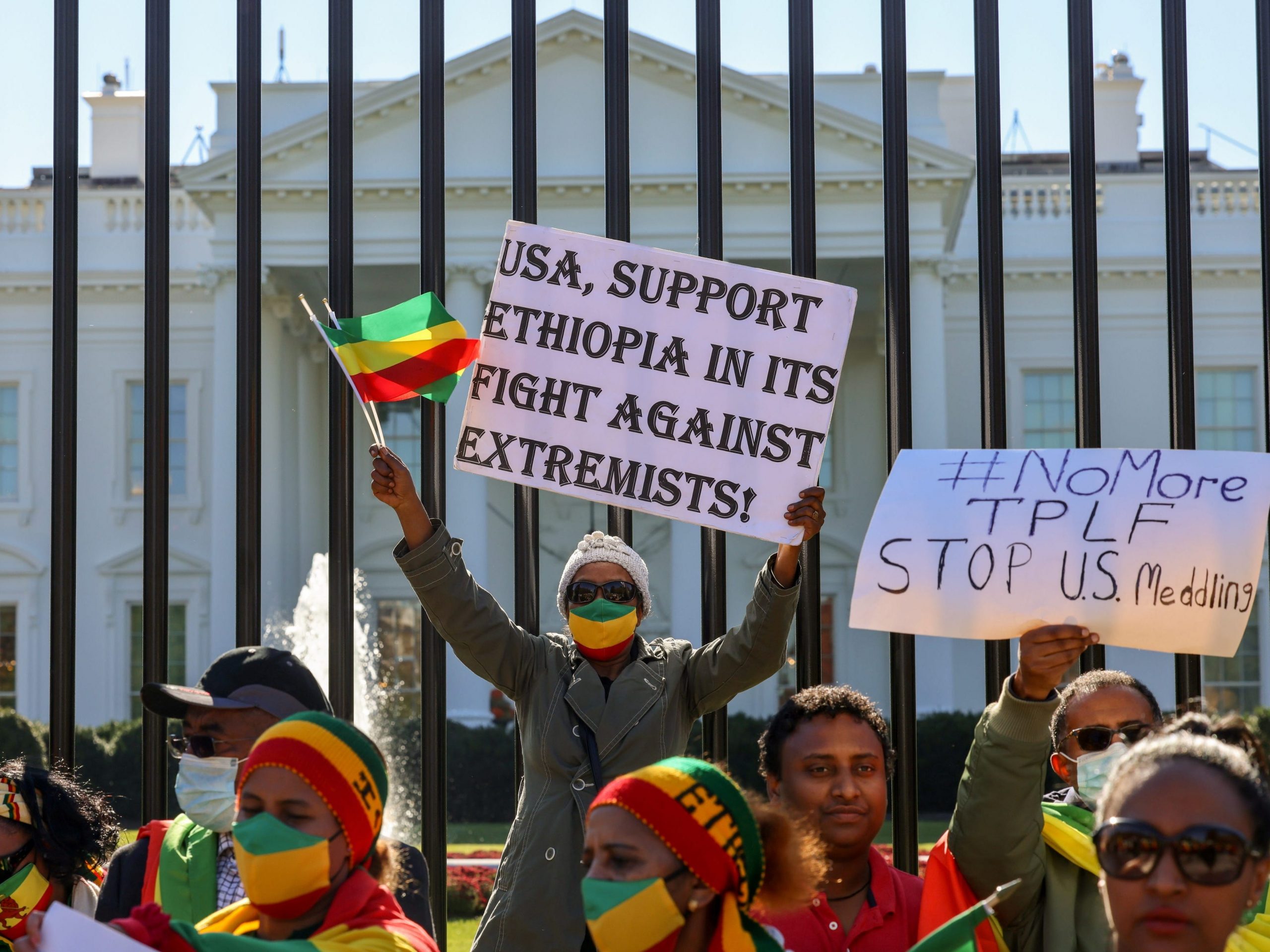 Ethiopian Americans hold demonstration in front of the White House denouncing US policy against Ethiopia