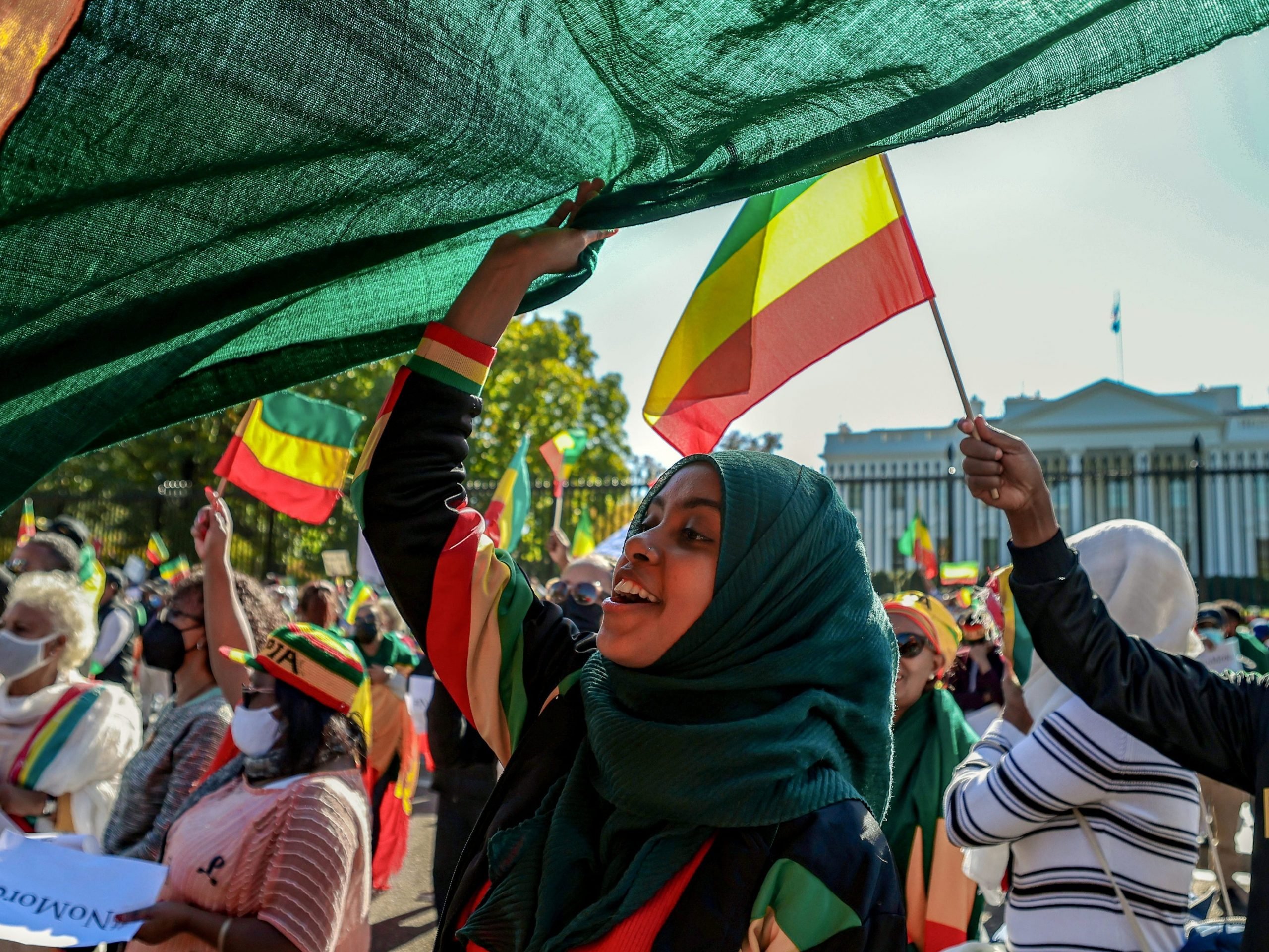 Ethiopian Americans hold protest in front of White House denouncing US policy in Ethiopia