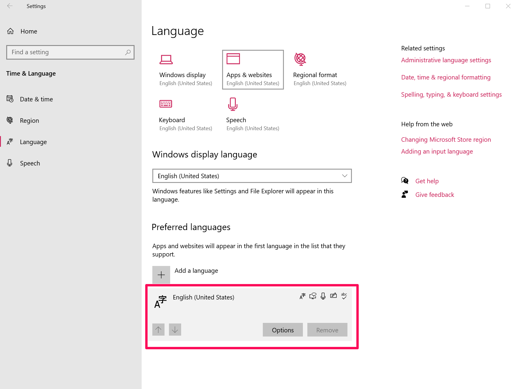 Keyboard layout in Windows.