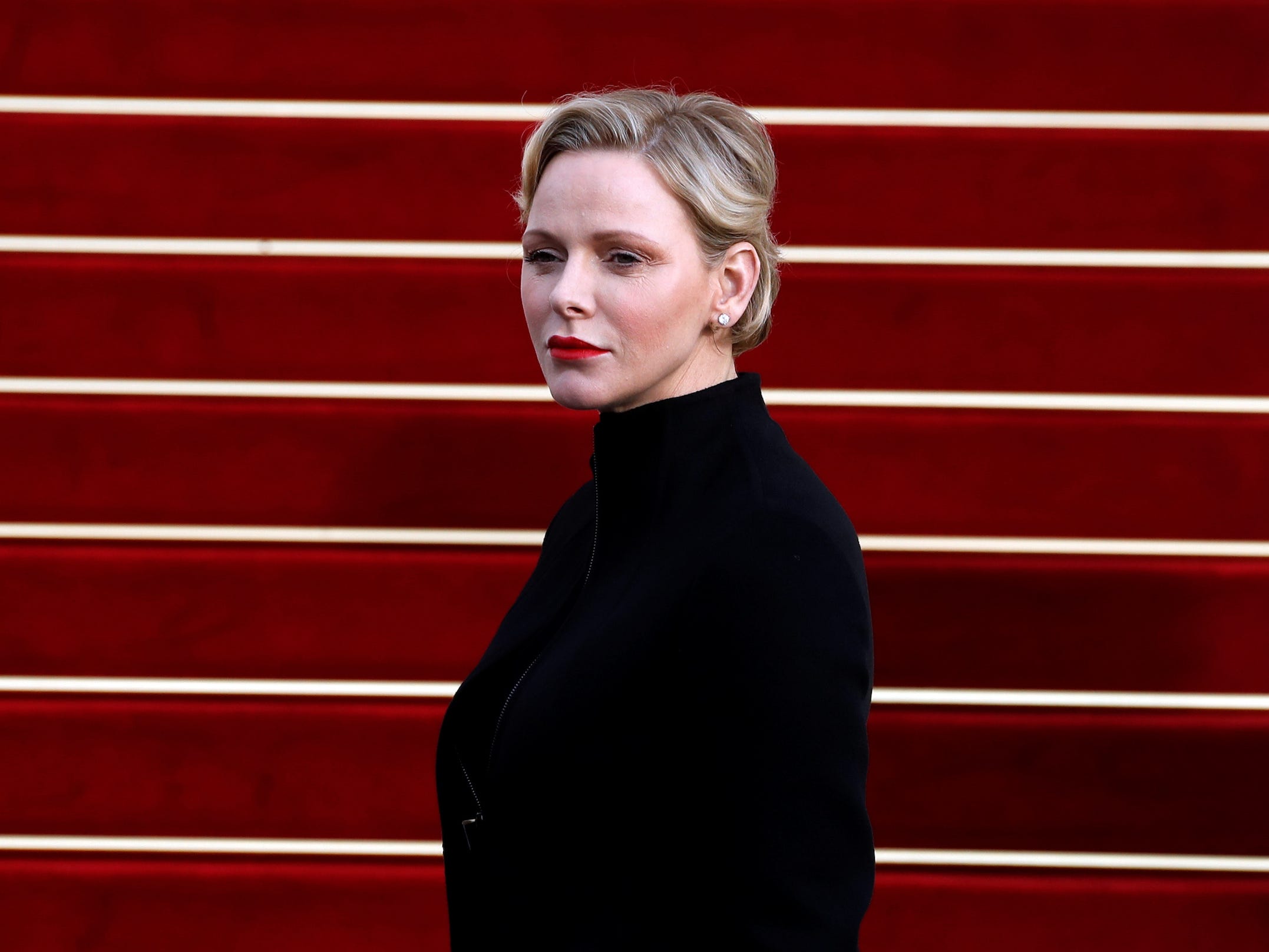 Princess Charlene of Monaco arrives at Monaco cathedral during the traditional Sainte Devote celebration in Monaco, January 27, 2019.