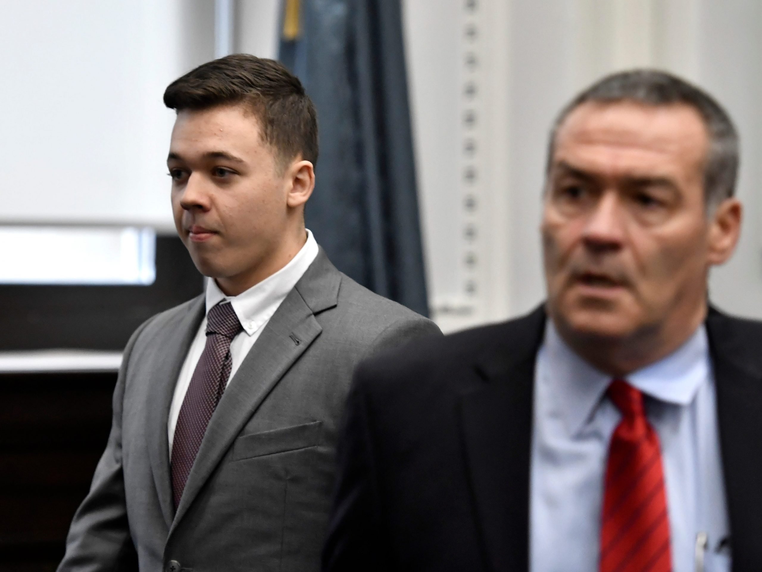 Kyle Rittenhouse with his attorney Mark Richards