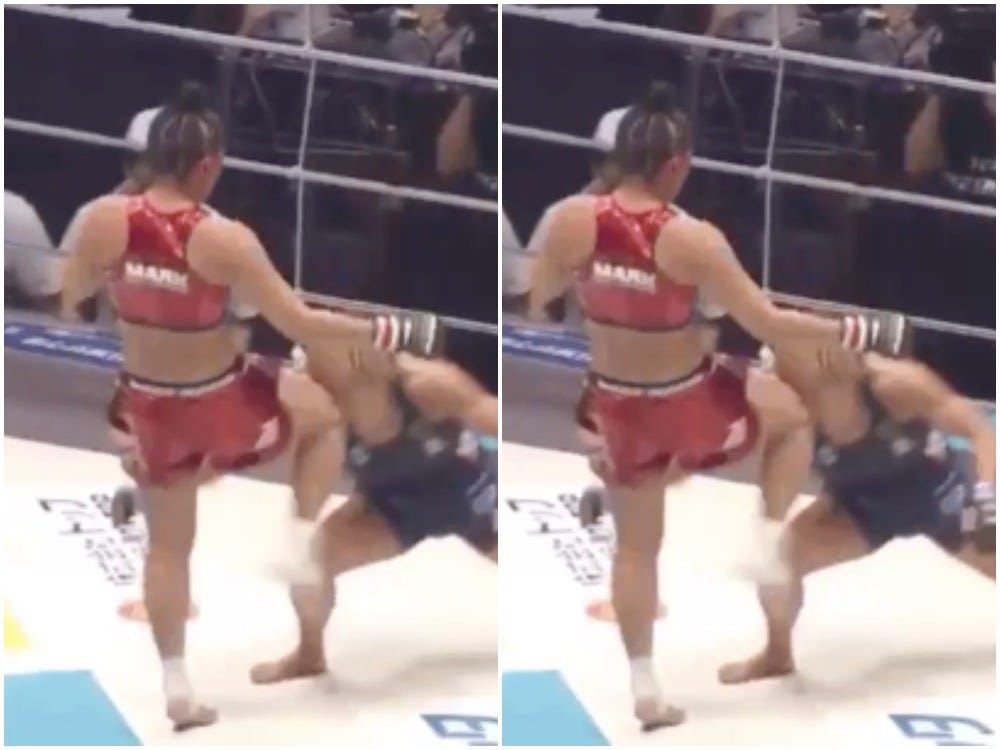 Rena Kubota KOs Miyuu Yamamoto with a knee strike.