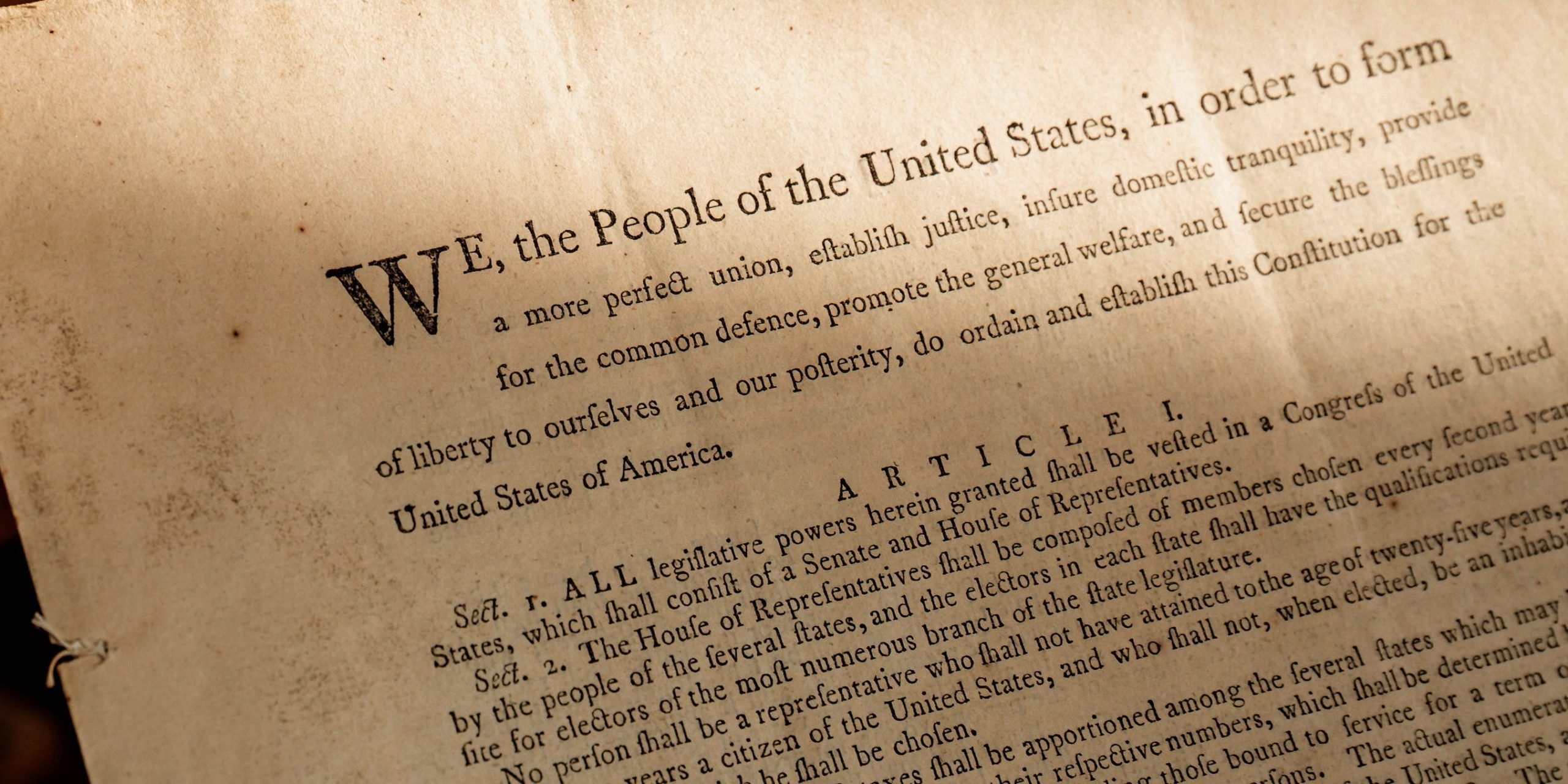 A 1787 copy of the United States Constitution that sold for $43.2 million, a new world record for the most valuable historical document ever sold at an auction, at Sotheby's in the Manhattan borough of New York City, New York, U.S. September 9, 2021.