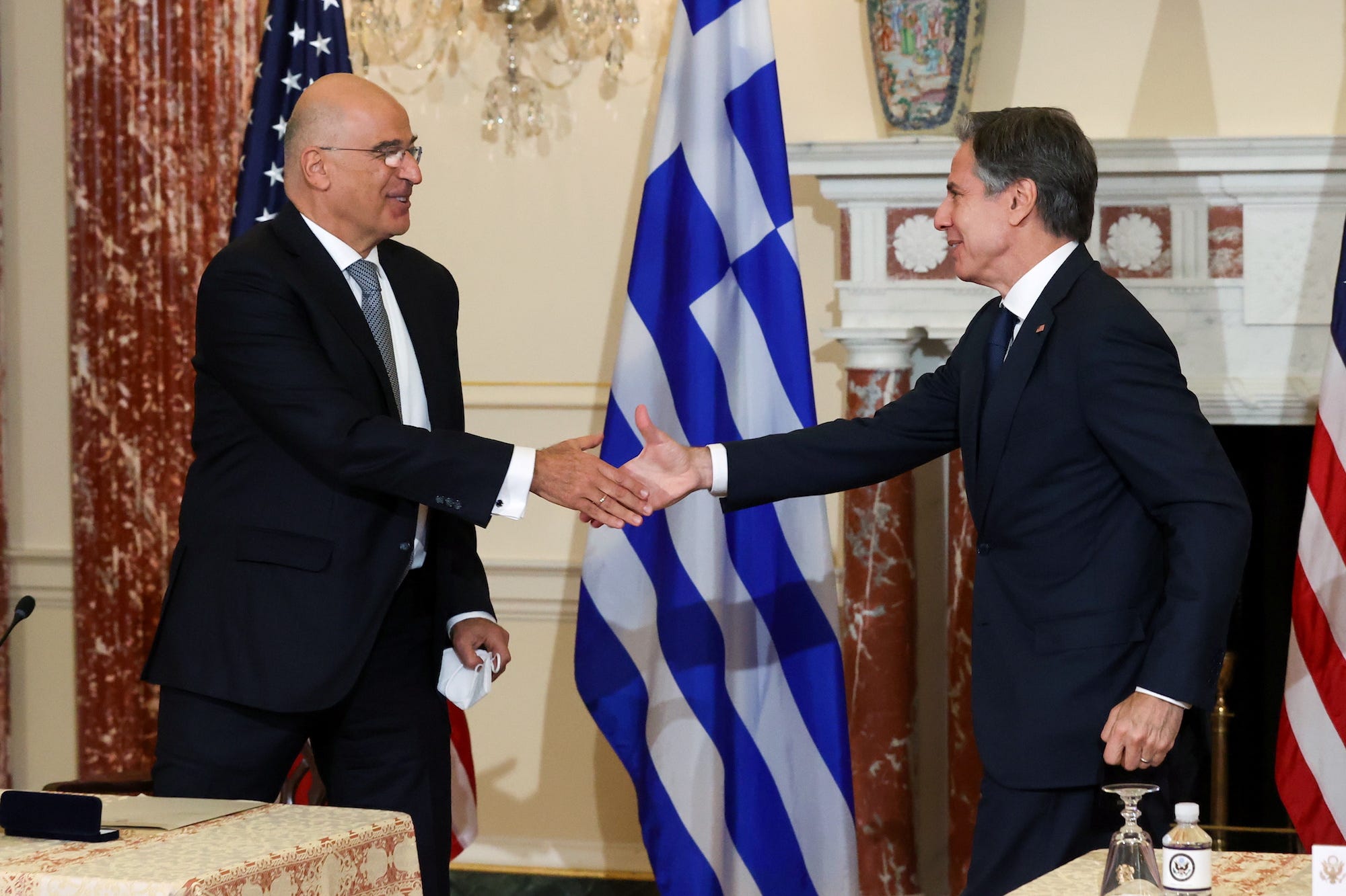 Secretary of State Antony Blinken and Greek Foreign Minister Nikos Dendias