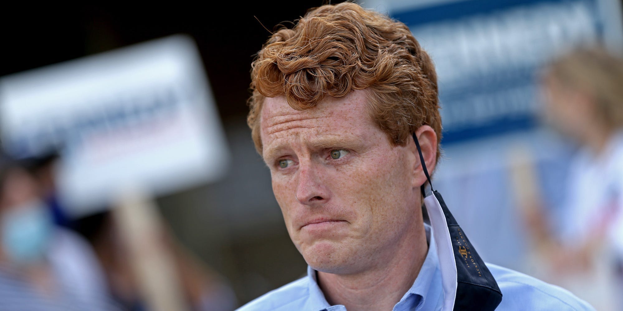 Former Rep. Joe Kennedy III on the campaign trail greeting voters on September 1, 2020 in Dorchester, Massachusetts.