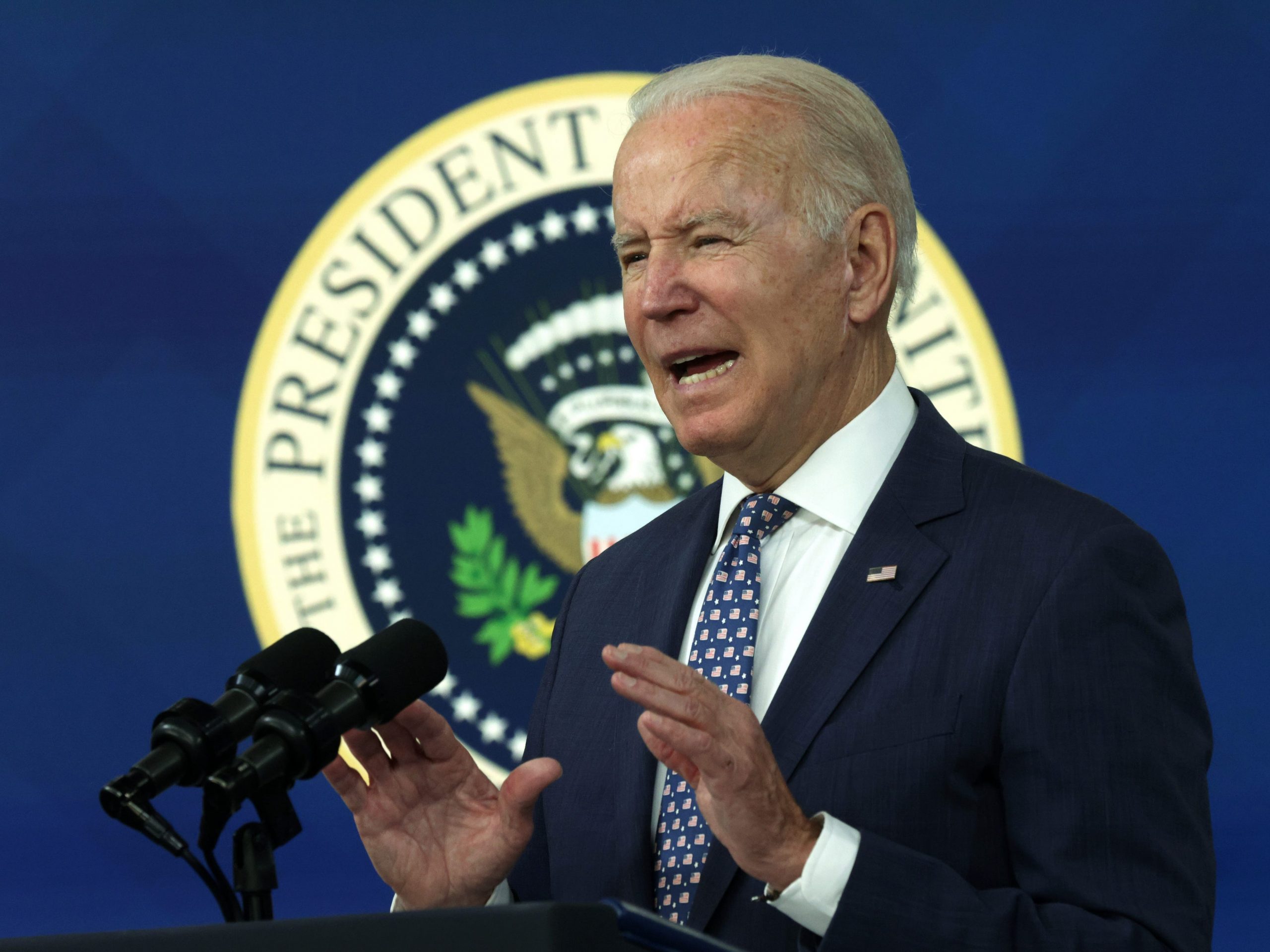 President Joe Biden speaks during an announcement at the South Court Auditorium of Eisenhower Executive Office Building on November 22, 2021 in Washington, DC.