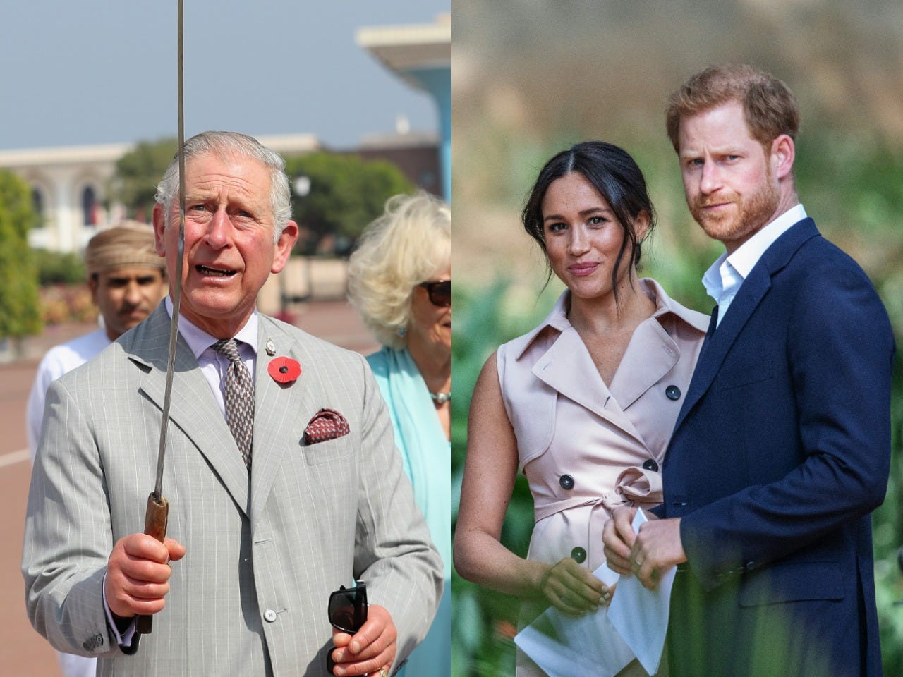 Prince Charles and Meghan Markle and Prince Harry.