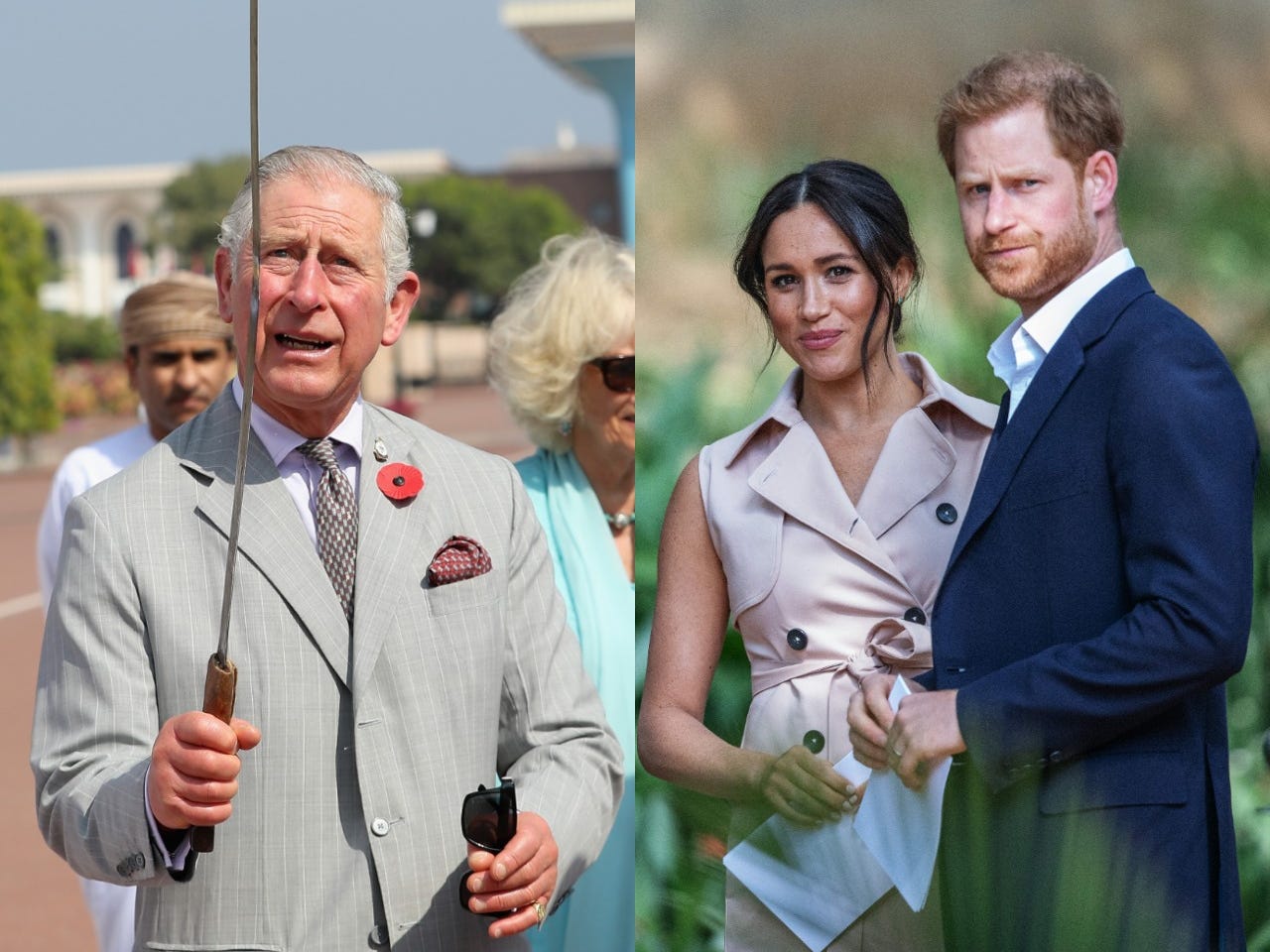 Prince Charles and Meghan Markle and Prince Harry.