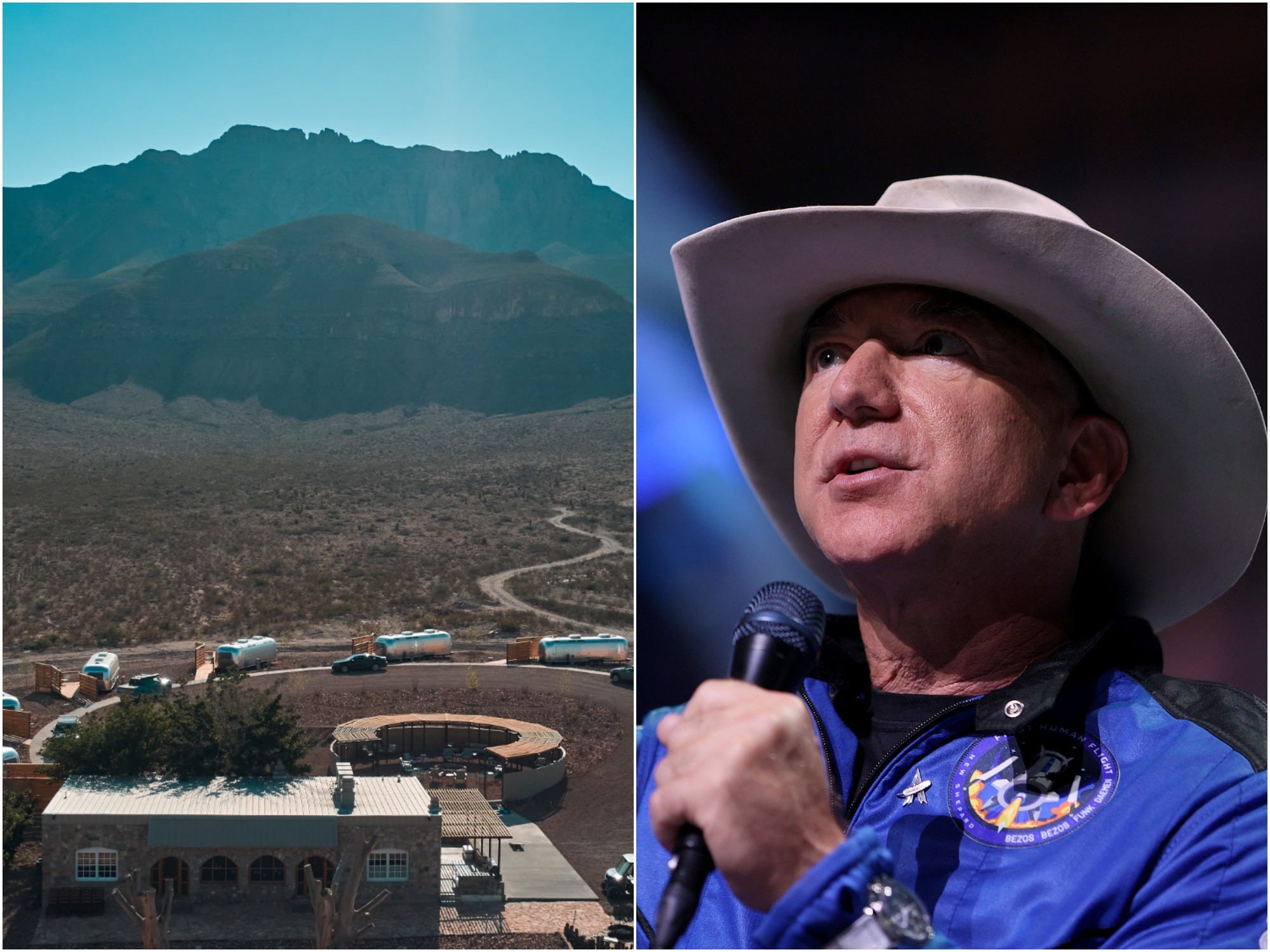 Blue Origin campsite alongside Jeff Bezos