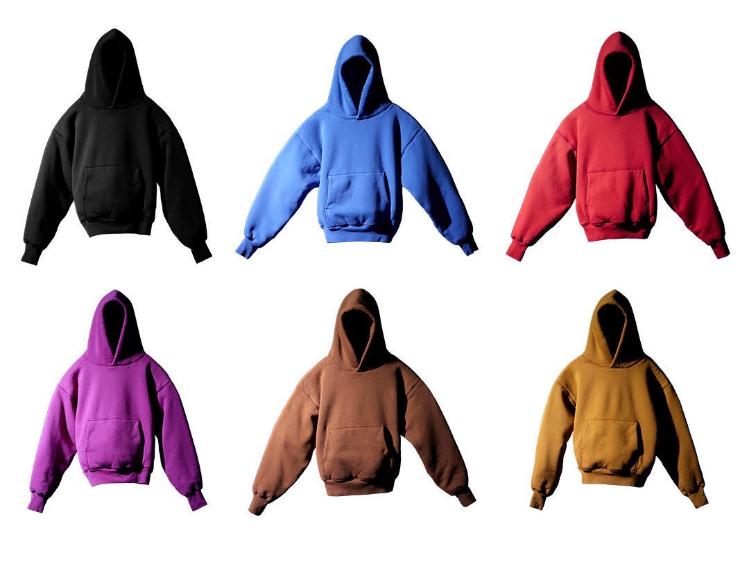 Kanye West's Yeezy Gap hoodies in six colors