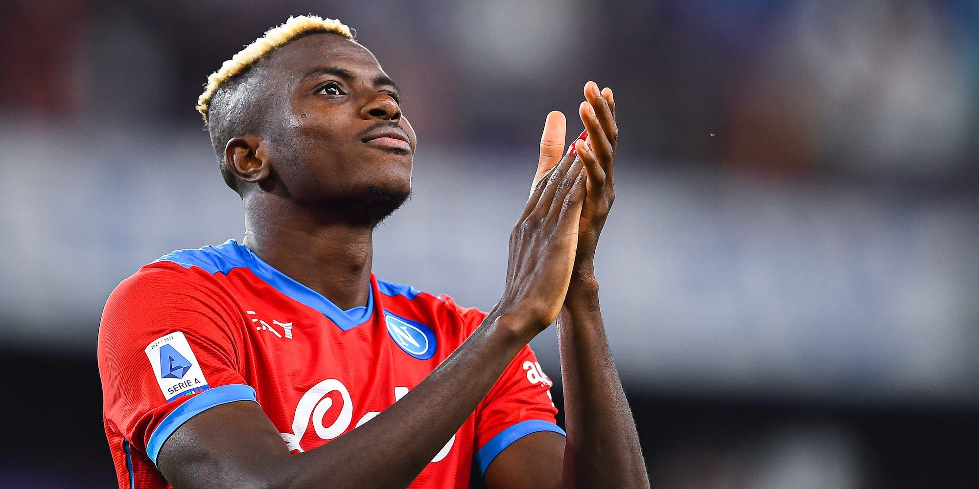 Victor Osimhen of Napoli celebrates after the Serie A match between UC Sampdoria and SSC Napoli at Stadio Luigi Ferraris