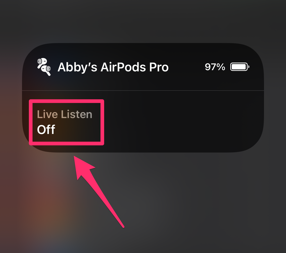 Screenshot of Hearing app with Live Listen highlighted