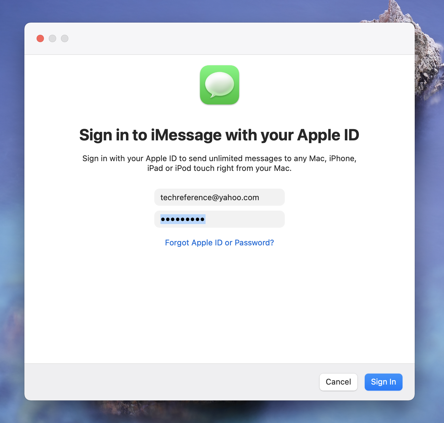 The Messages app on a Mac.