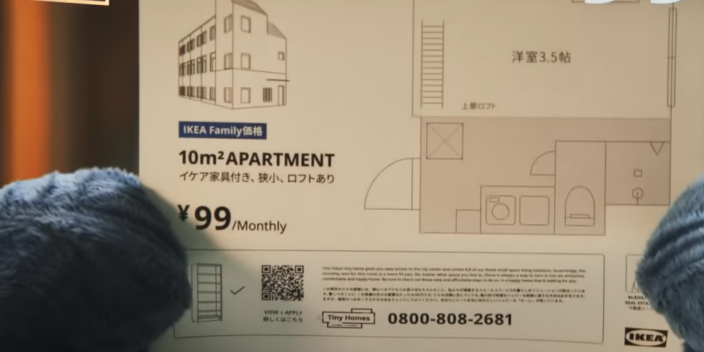 Ikea Japan verhuurt appartementen voor 99 Japanse yen per maand in het kader van haar 'Tiny Homes'-campagne.