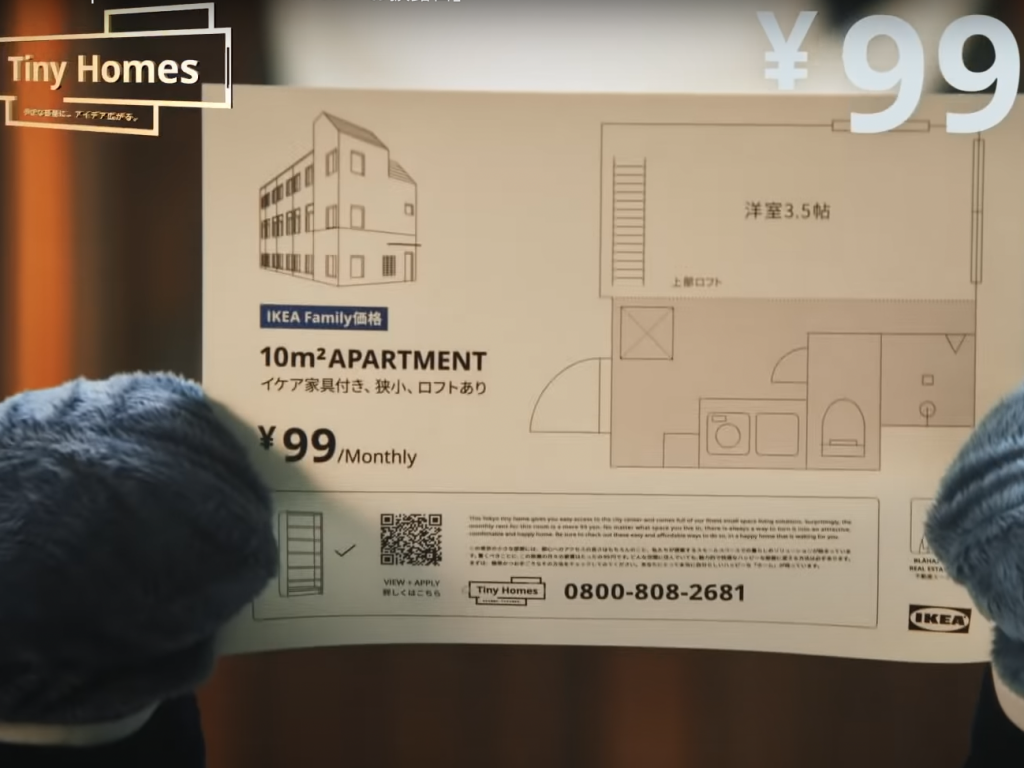 Ikea Japan verhuurt appartementen voor 99 Japanse yen per maand in het kader van haar 'Tiny Homes'-campagne.