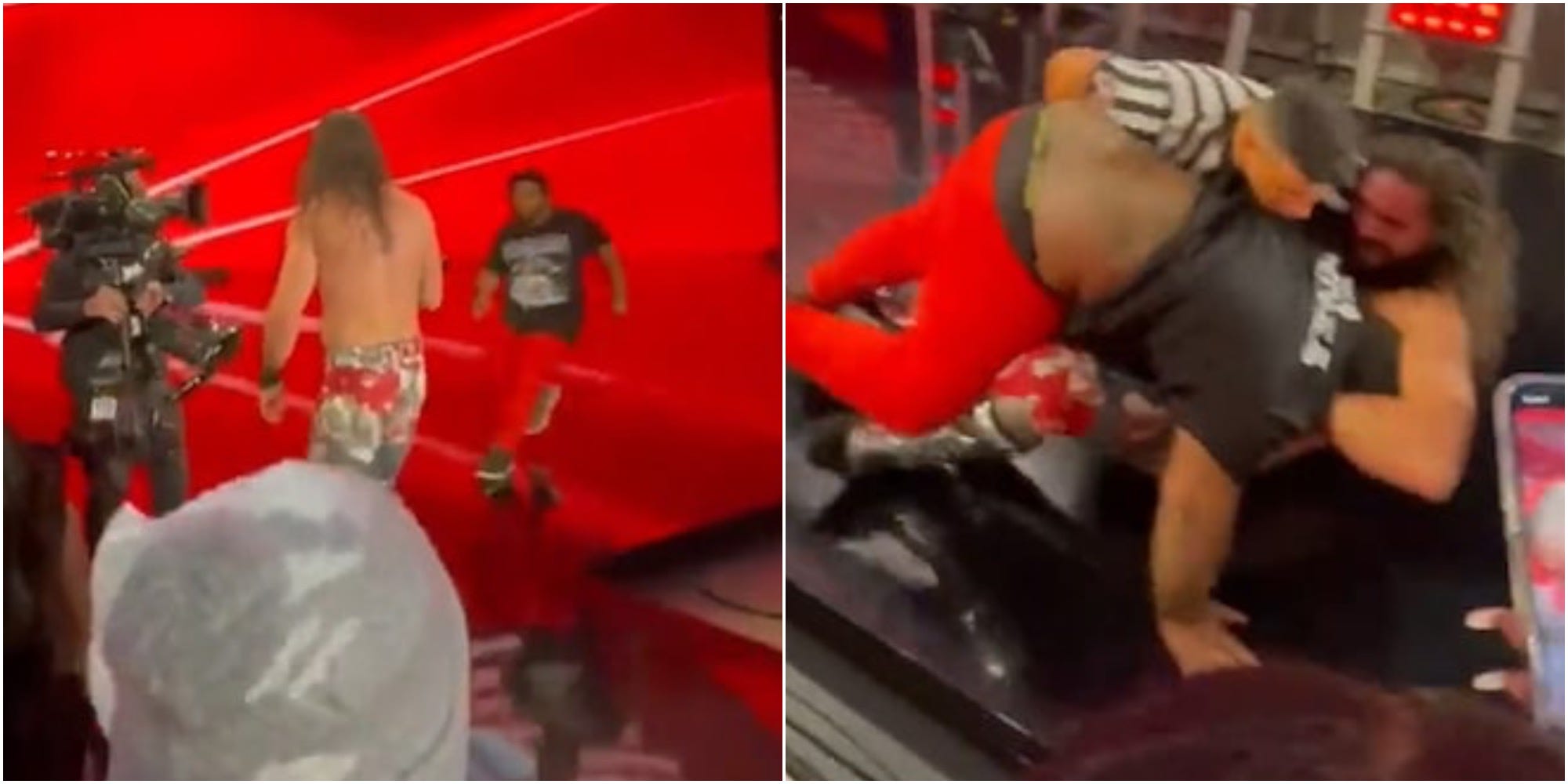 WWE wrestler Seth Rollins is attacked by a fan