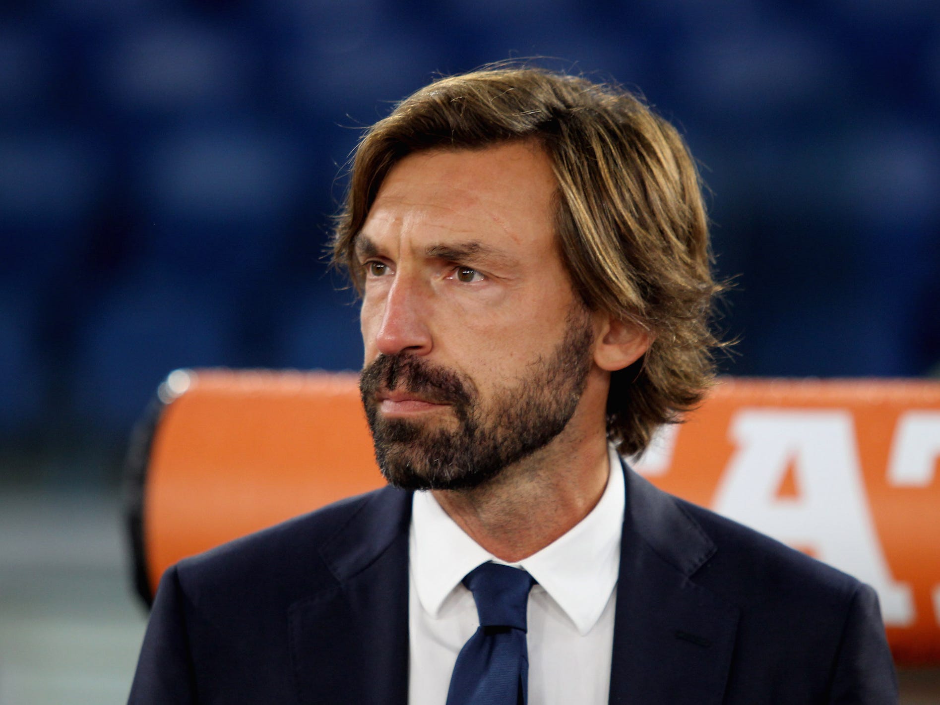 Juventus head coach Andrea Pirlo looks on during the Serie A match between AS Roma and Juventus at Stadio Olimpico