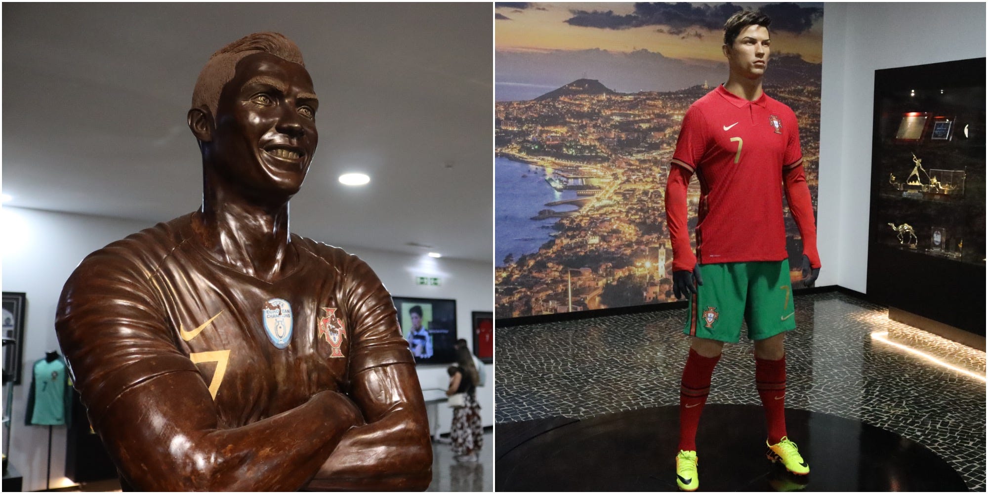 Statue’s of Ronaldo inside the CR7 museum in Funchal