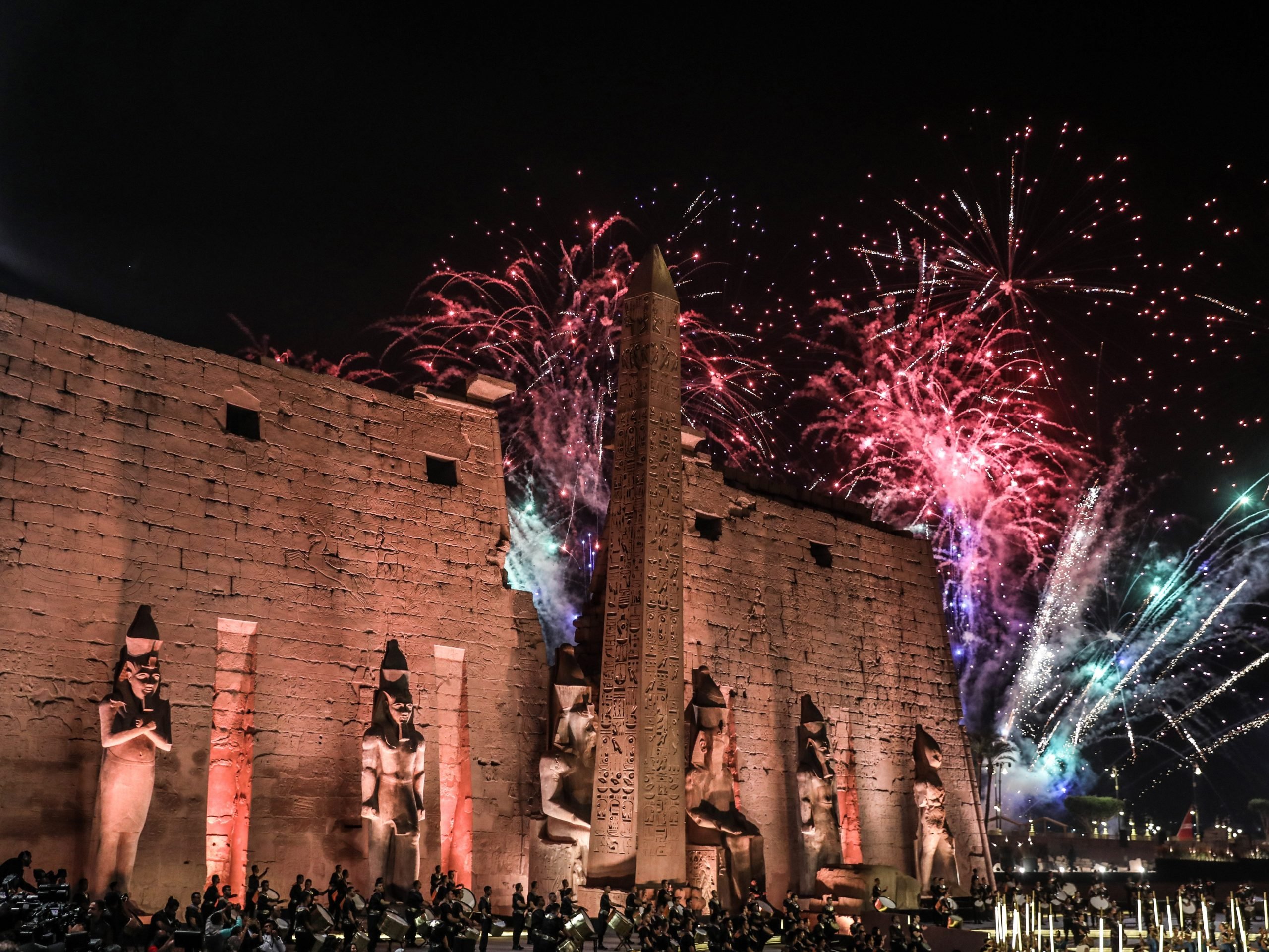 A view from opening ceremony of the Avenue of Sphinxes to the public after decades of excavation efforts in Luxor, Egypt on November 25, 2021.