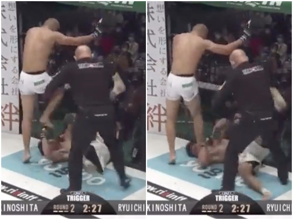 Yusaku Kinoshita scores his fifth MMA win at a Rizin FF event.