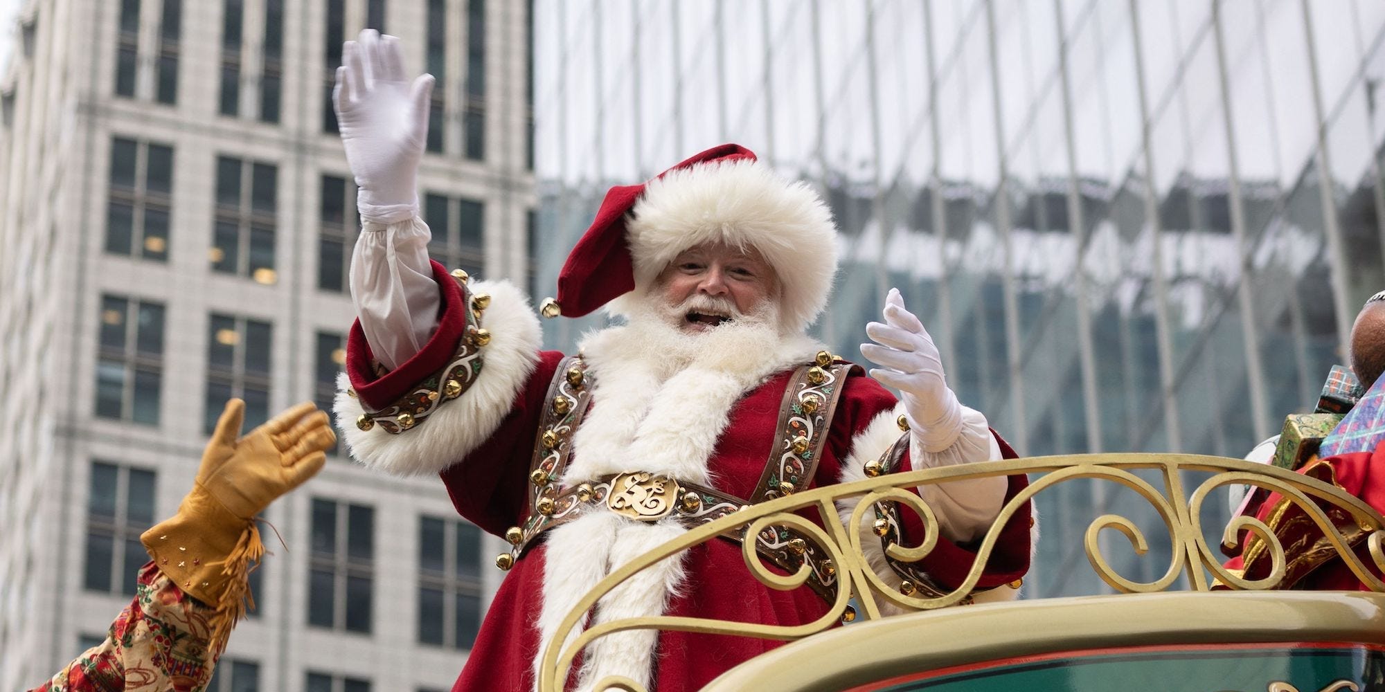 Santa Claus is seen during the Macy's Thanksgiving Day Parade in New York City, New York on November 25, 2021.