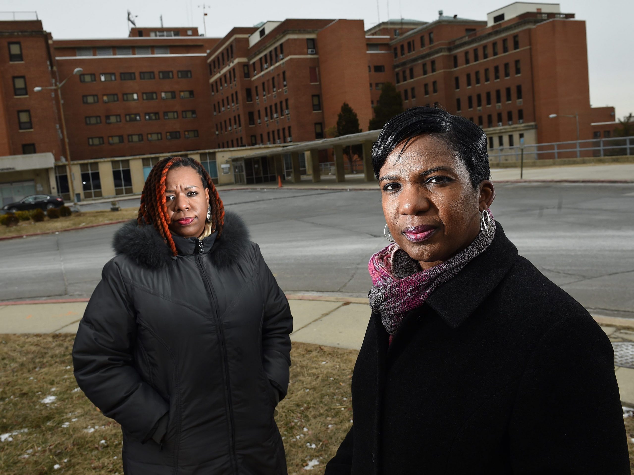 Derrica Wilson, left, and Natalie Wilson, right, pose for a portrait outside DC General shelter on Monday February 16, 2015 in Washington, DC.