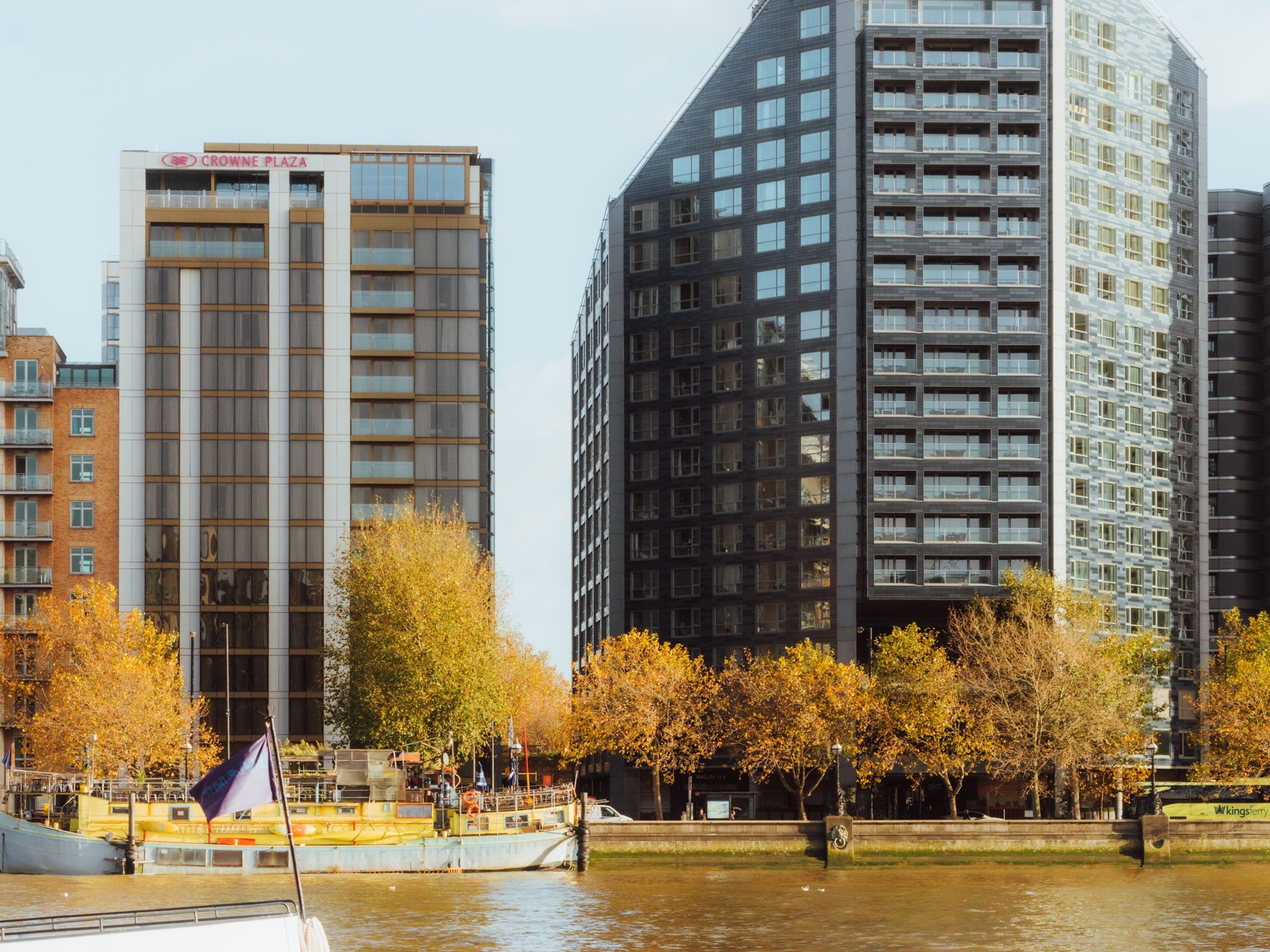 The exterior of the Park Plaza Riverbank Hotel in London.