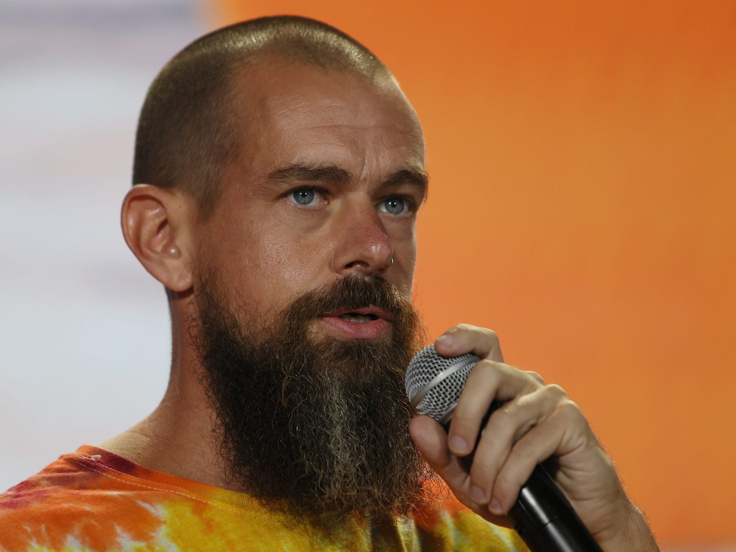 Jack Dorsey appears at a bitcoin convention on June 4, 2021 in Miami, Florida.