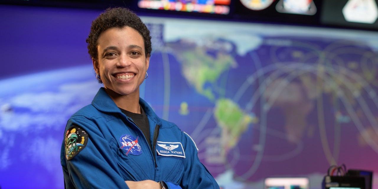 NASA astronaut Jessica Watkins poses for a portrait, Tuesday, Sept. 15, 2020, in the Blue Flight Control Room at NASA’s Johnson Space Center in Houston.