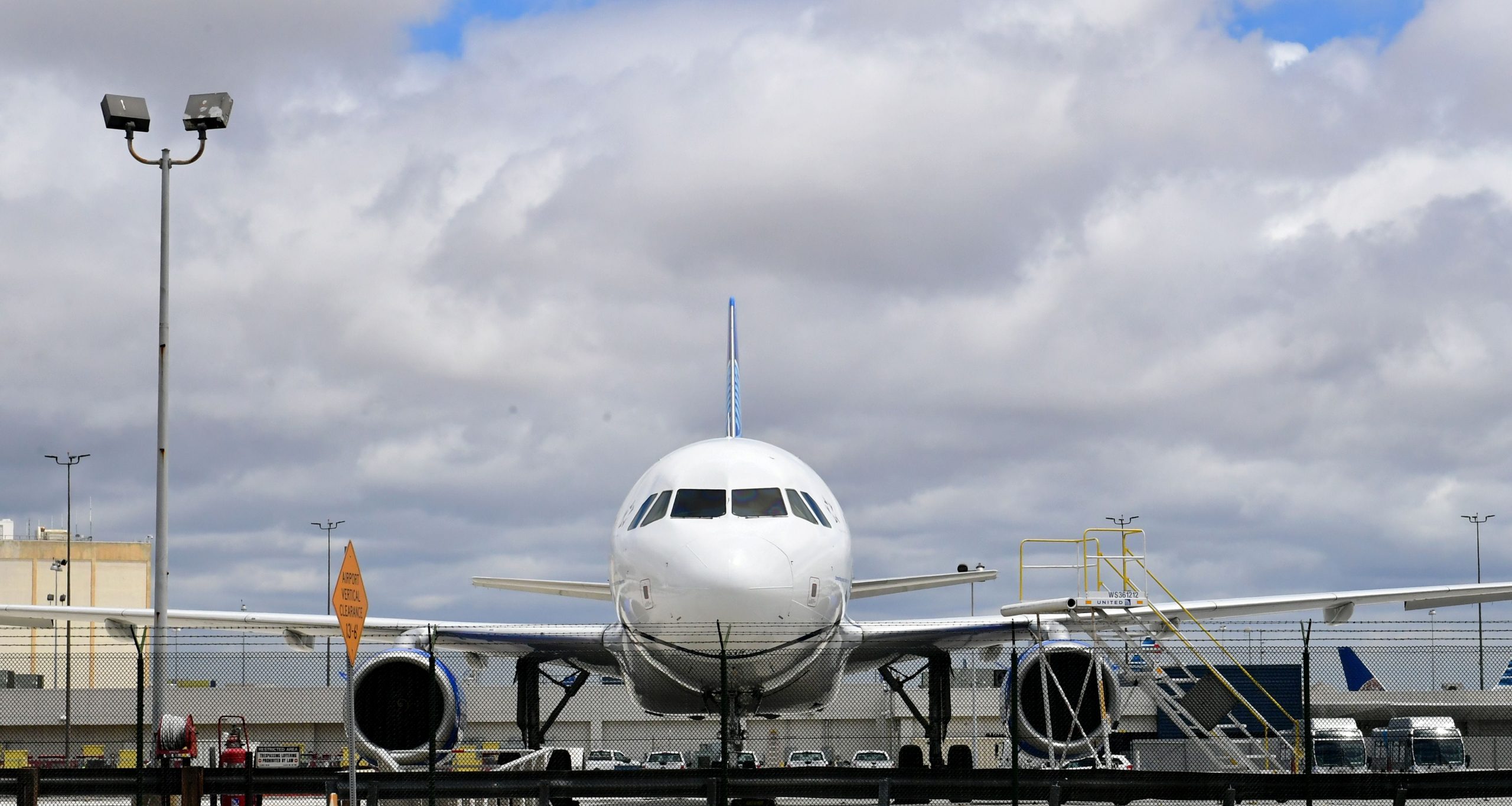 A plane sits parked at LAX