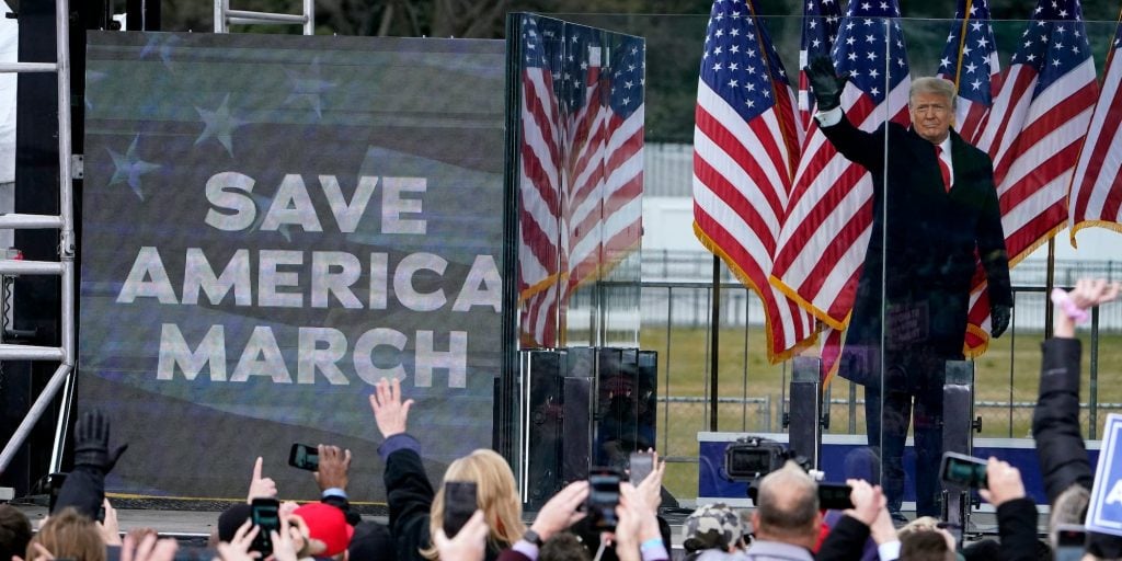 Donald Trump sprak op 6 januari nog op een rally.