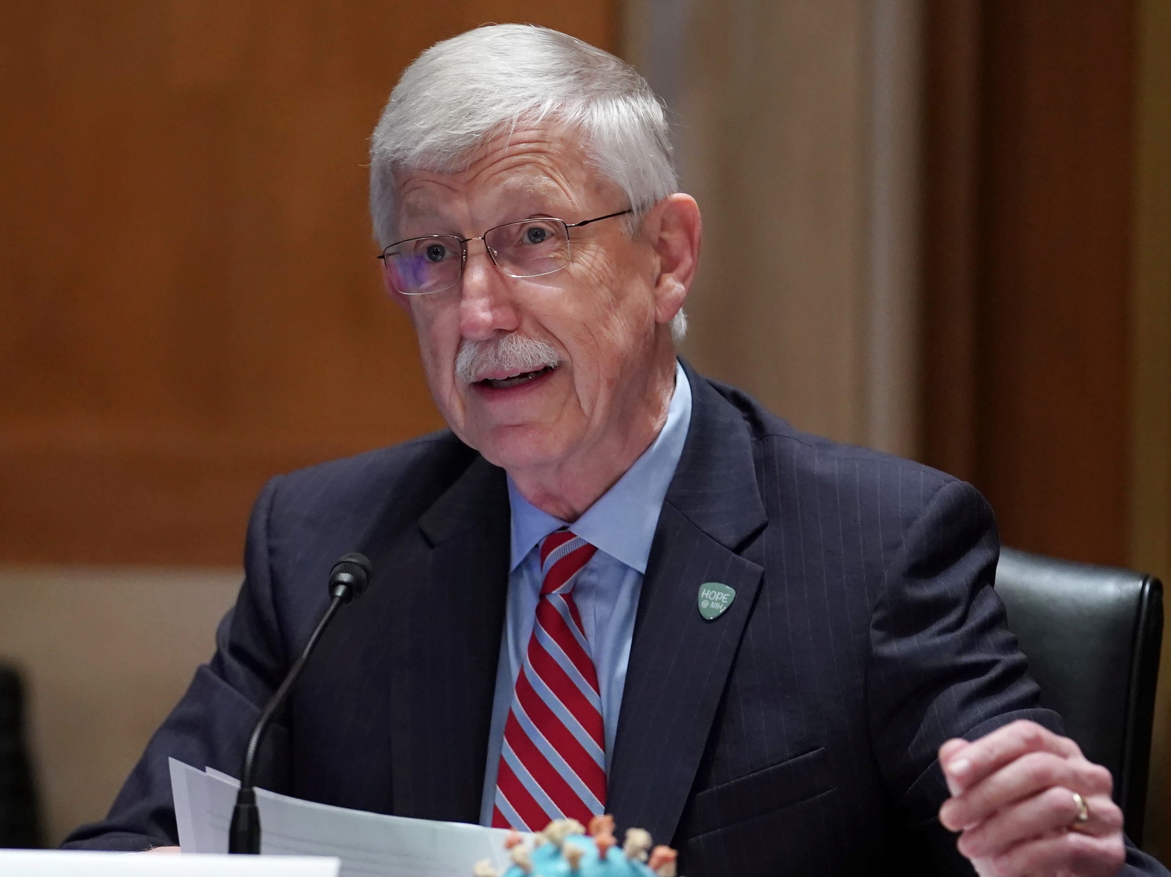 NIH Director Fr. Francis Collins testify before a Senate Appropriations Subcommittee looking into the budget estimates for National Institute of Health (NIH) and the state of medical research on Capitol Hill in Washington, U.S., May 26, 2021.