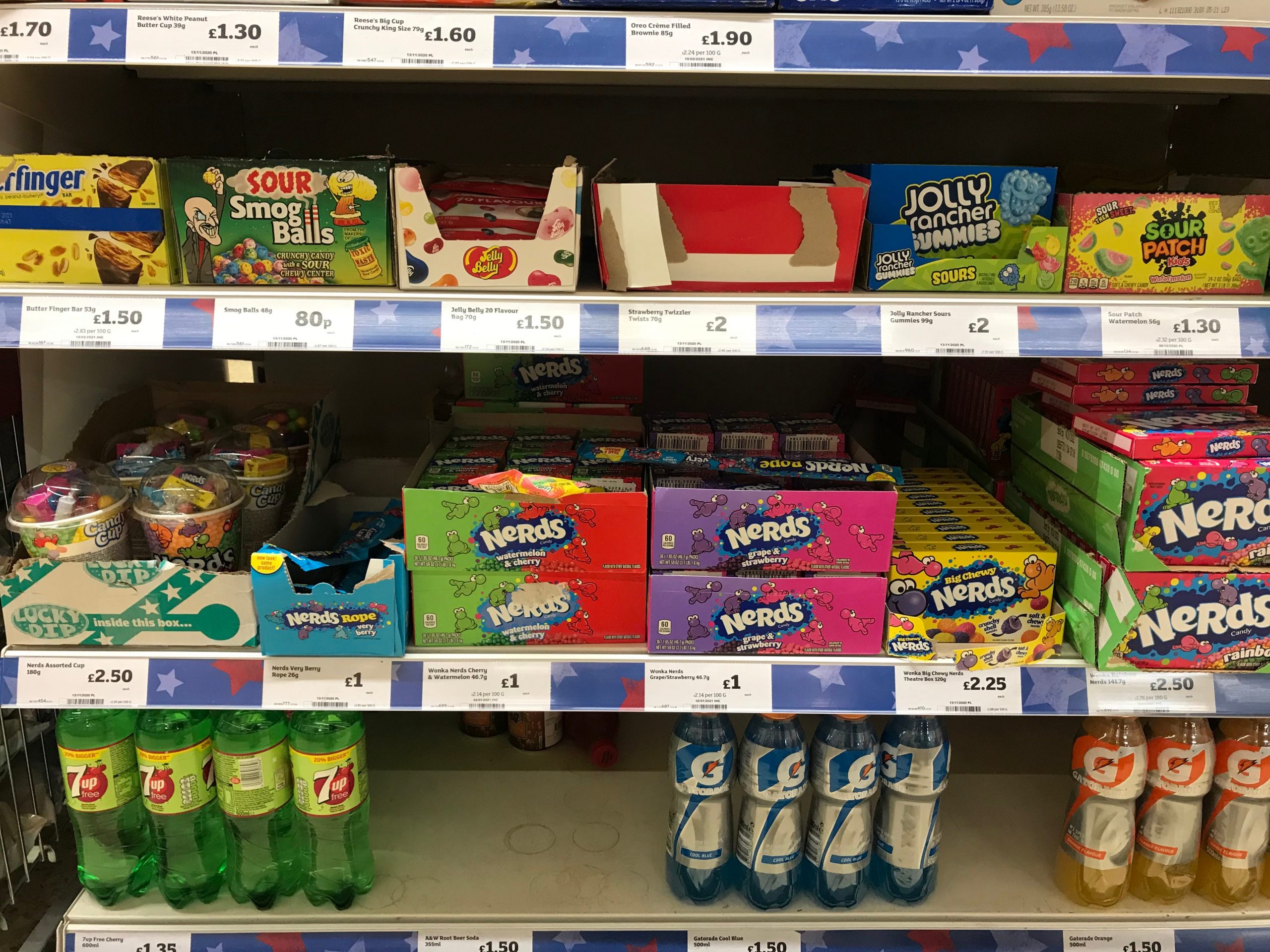 American grocery aisle in UK