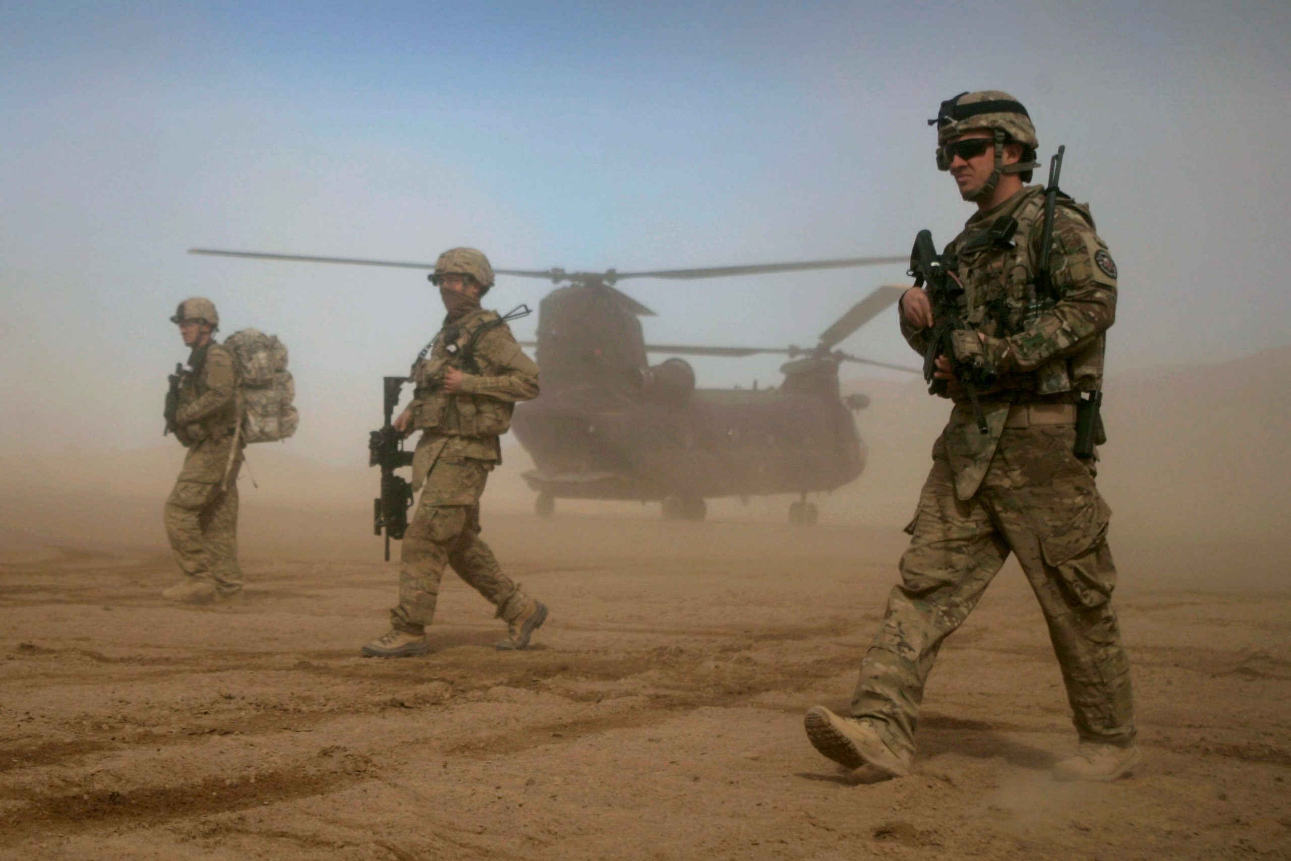 U.S. soldiers, part of the NATO- led International Security Assistance Force (ISAF) patrol west of Kabul, Afghanistan.