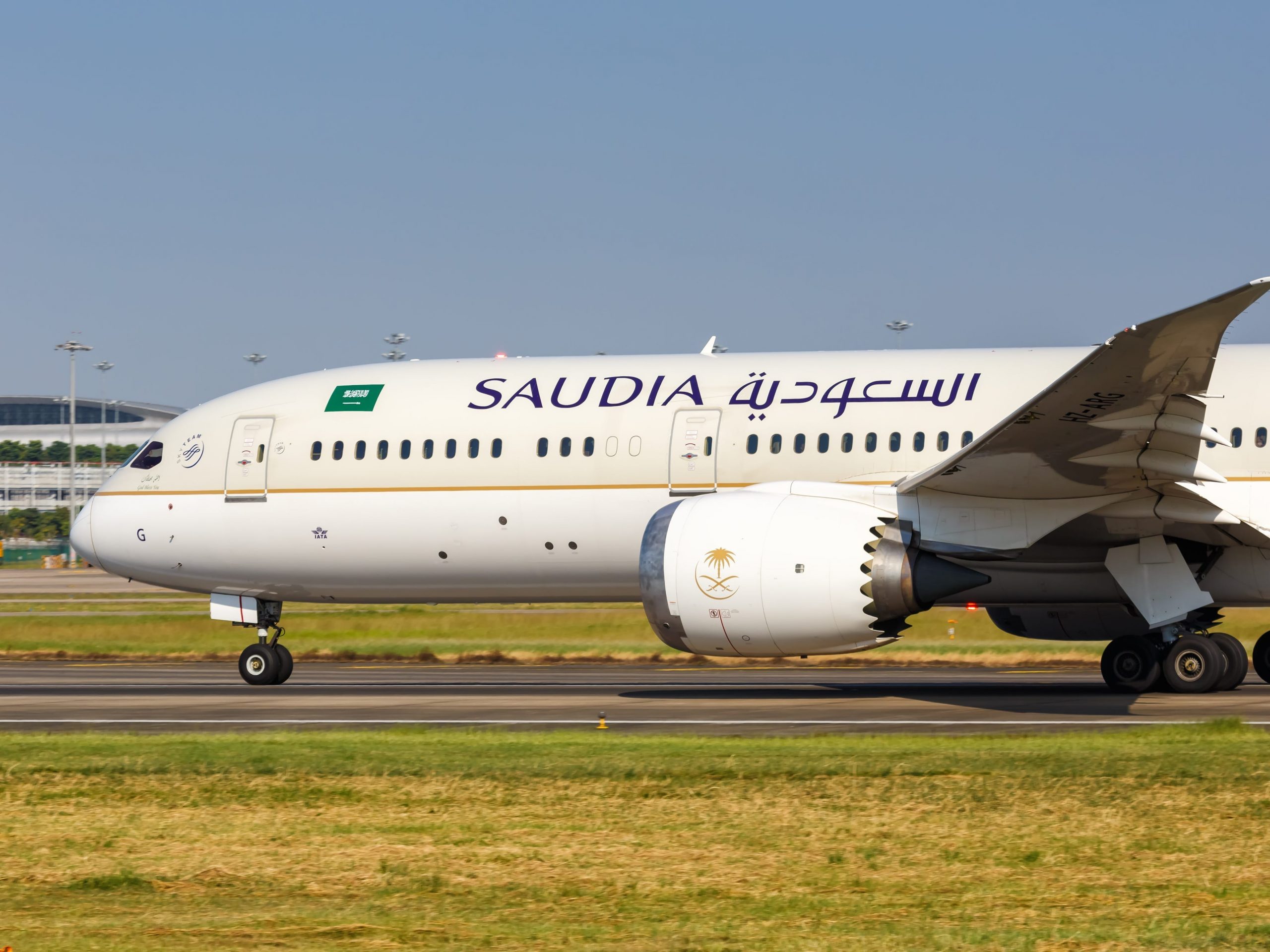 Saudia Boeing 787-9 Dreamliner at Guangzhou airport (CAN) in China