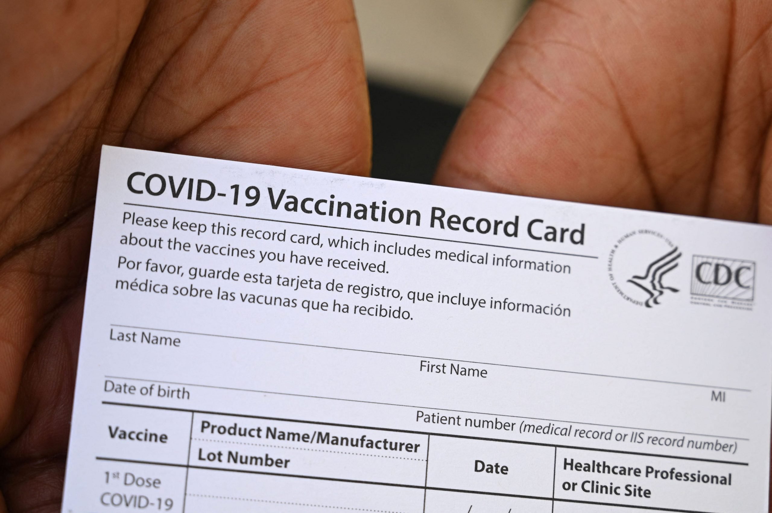 Blank COVID-19 vaccine card