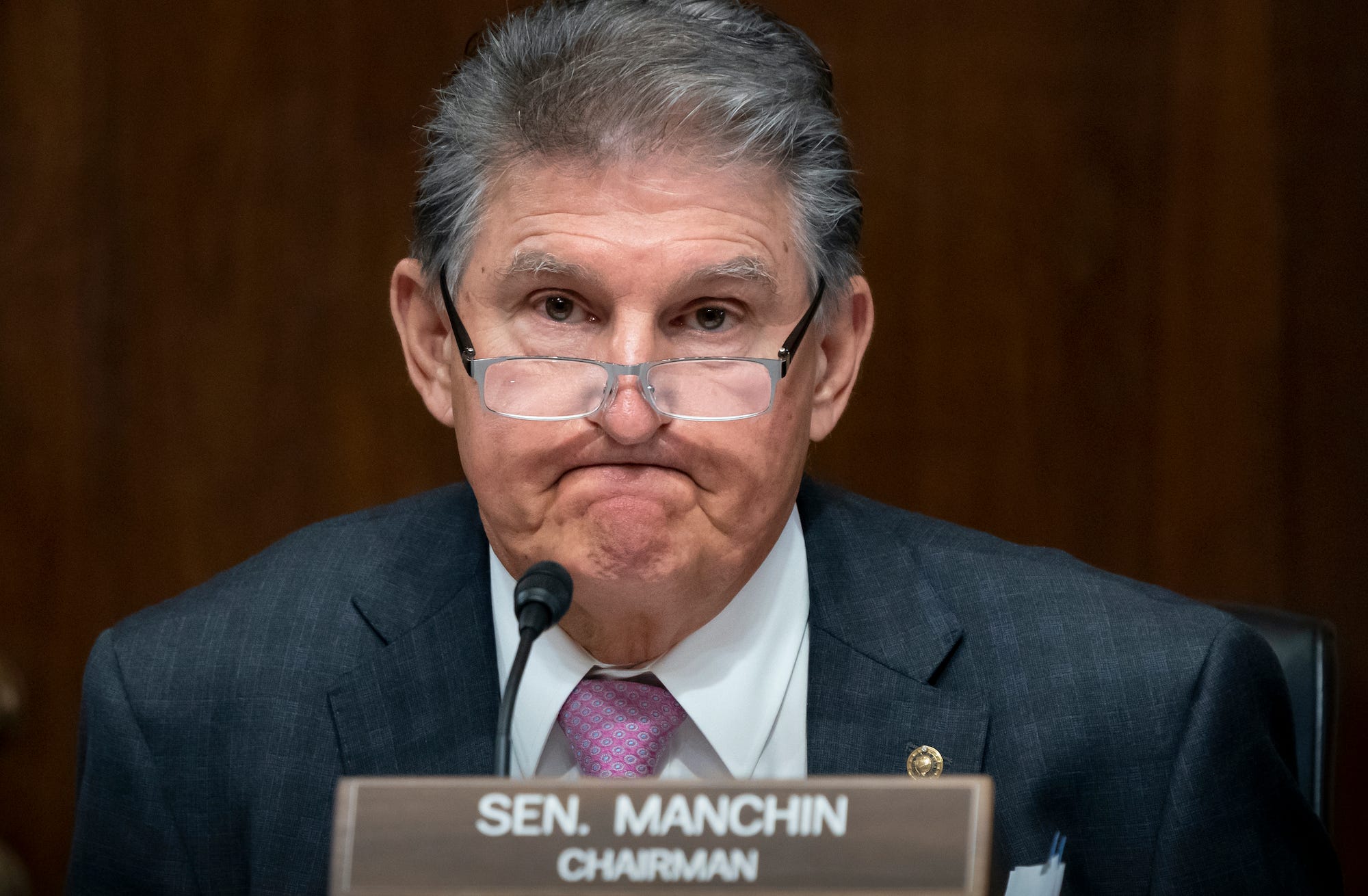 Sen. Joe Manchin, D-W.Va.,a key holdout vote on President Joe Biden's domestic agenda, chairs a hearing of the Senate Energy and Natural Resources Committee, at the Capitol in Washington, Tuesday, Oct. 19, 2021