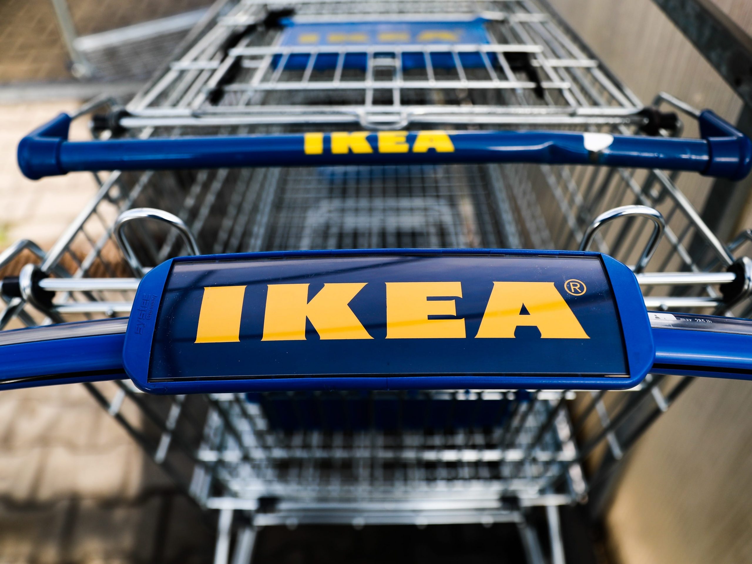 Ikea logo is seen on a trolley near the shop in Krakow, Poland on November 20, 2021.