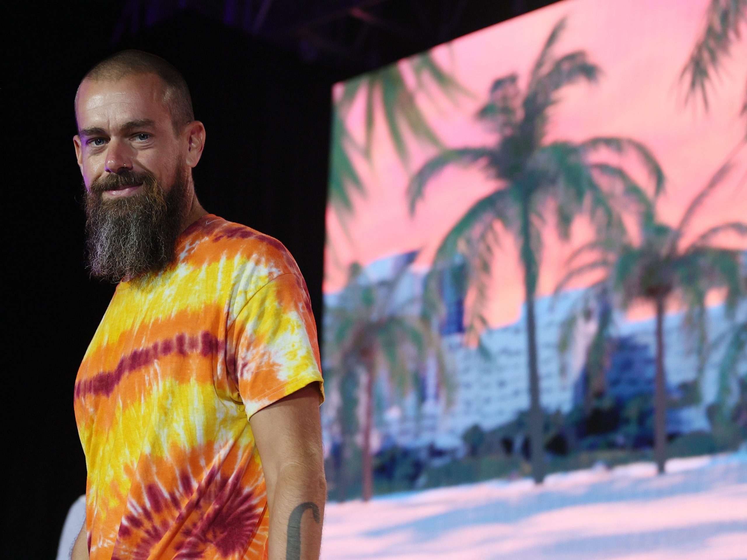 Jack Dorsey creator, co-founder, and Chairman of Twitter and co-founder & CEO of Square on stage at the Bitcoin 2021 Convention, a crypto-currency conference held at the Mana Convention Center in Wynwood on June 04, 2021 in Miami, Florida.