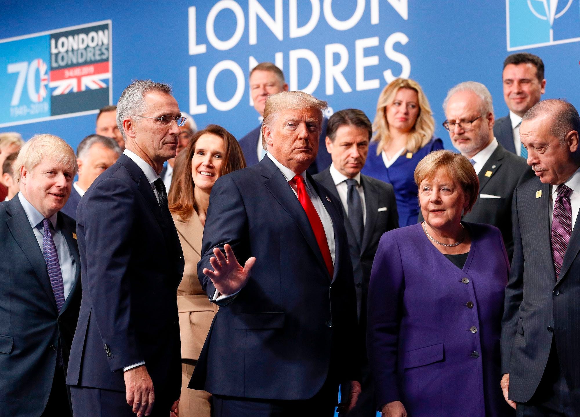 Donald Trump and other leaders at NATO summit