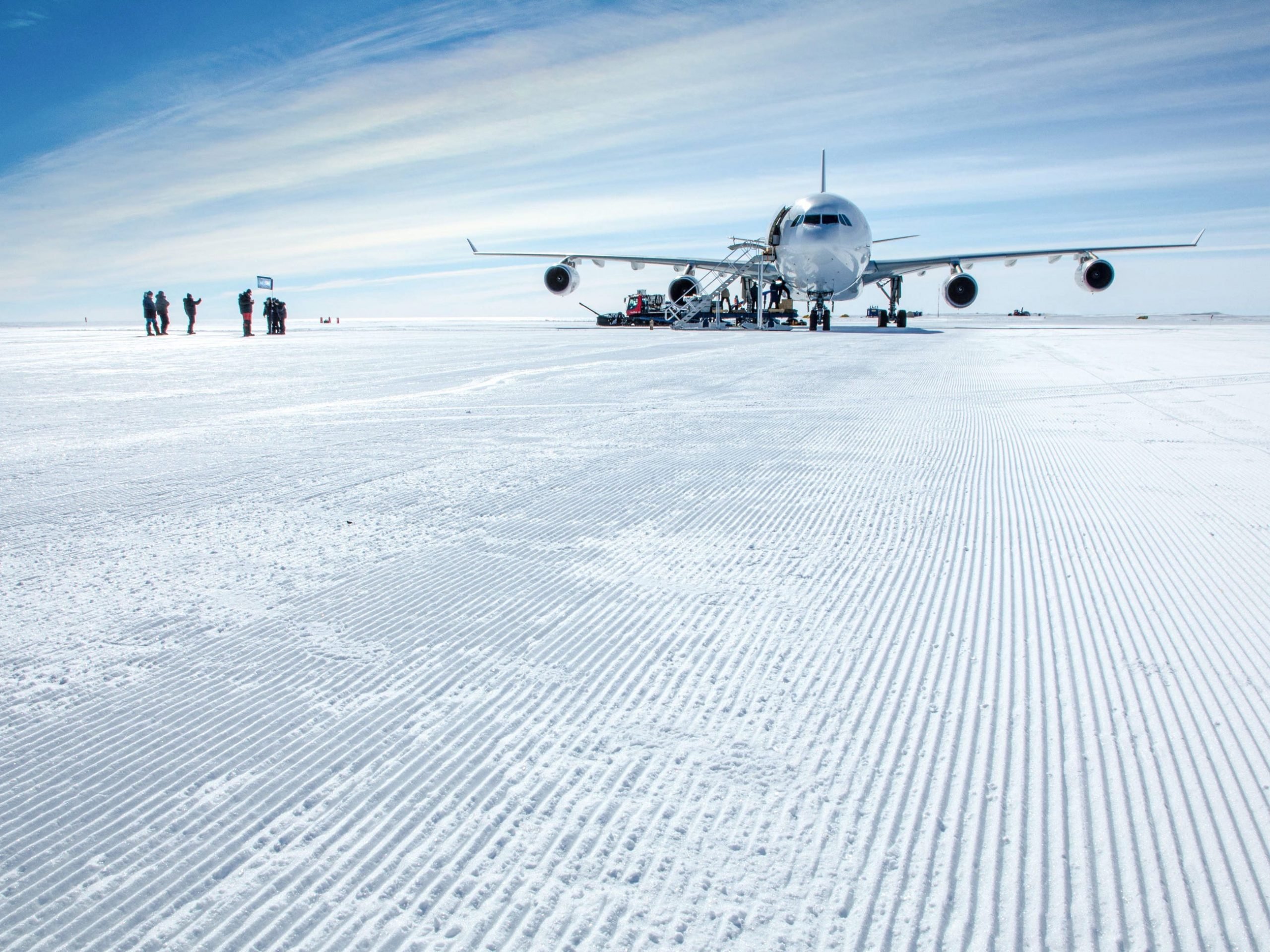 The first Airbus A340 to land on Antarctica.